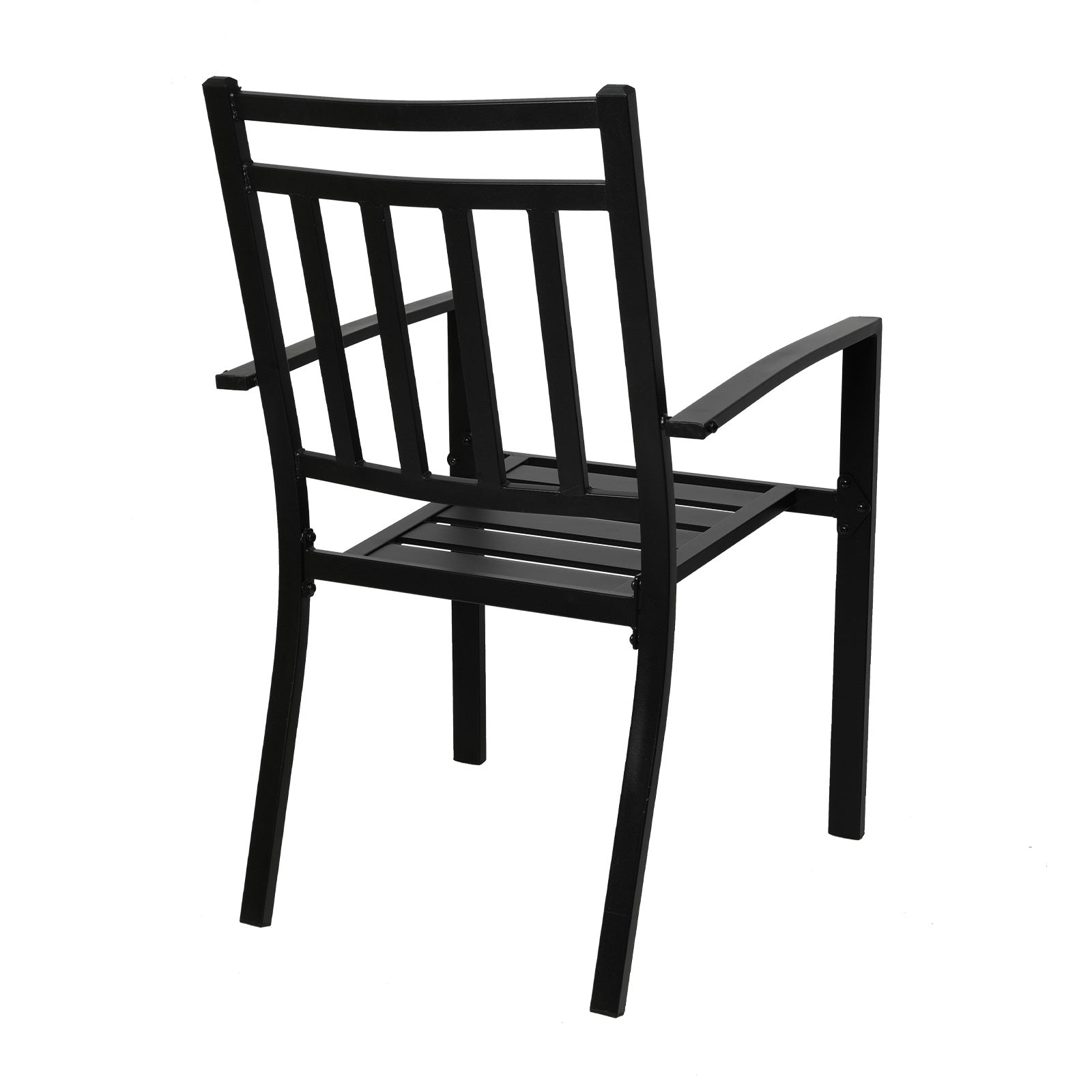 Set of 2 Outdoor Patio Dining Chairs with Armrest Garden Stackable Metal Chairs, Black
