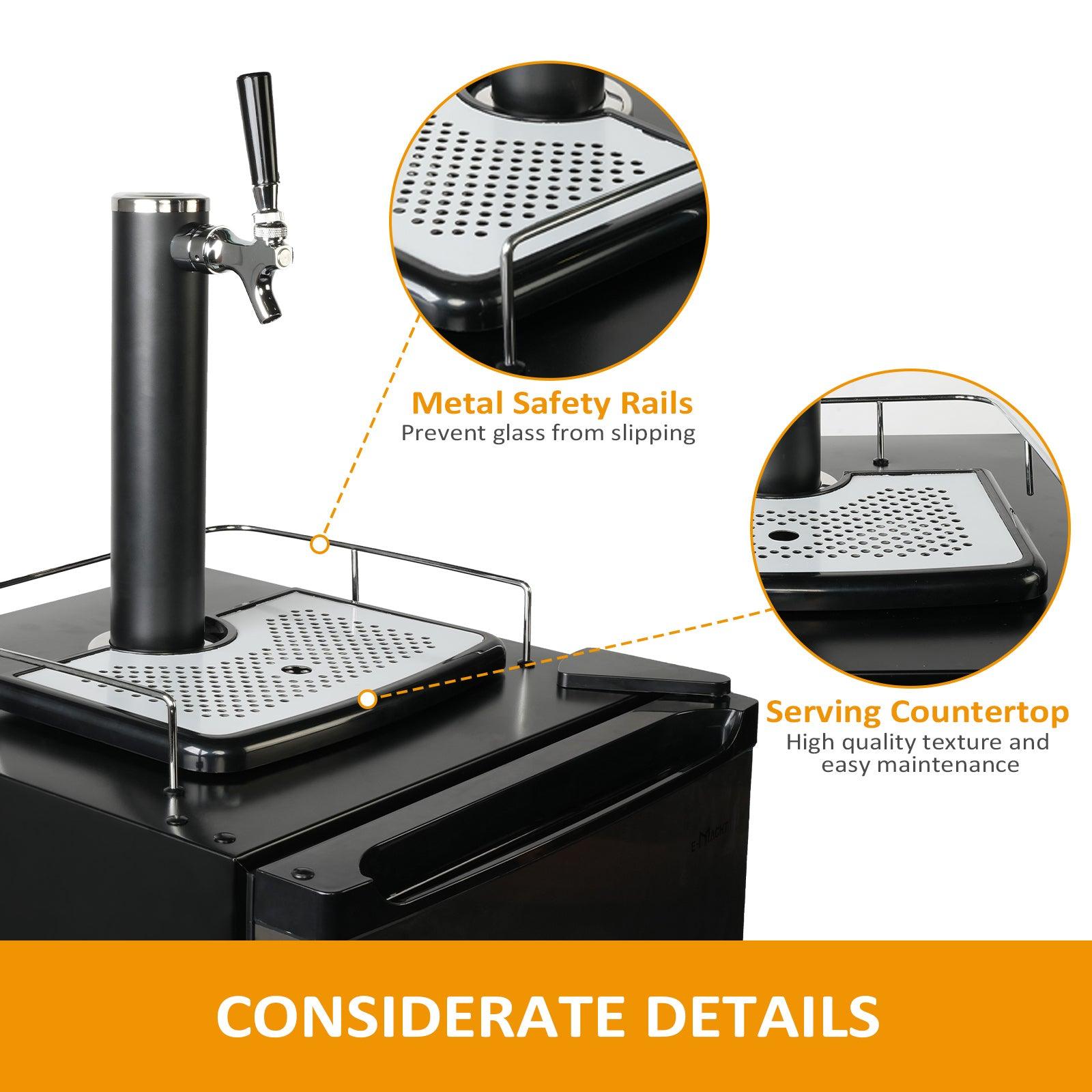3.4 Cu.Ft Beer Kegerator Beverage Refrigerator Single Tap Direct Draw Beer Dispenser - Luckyermore