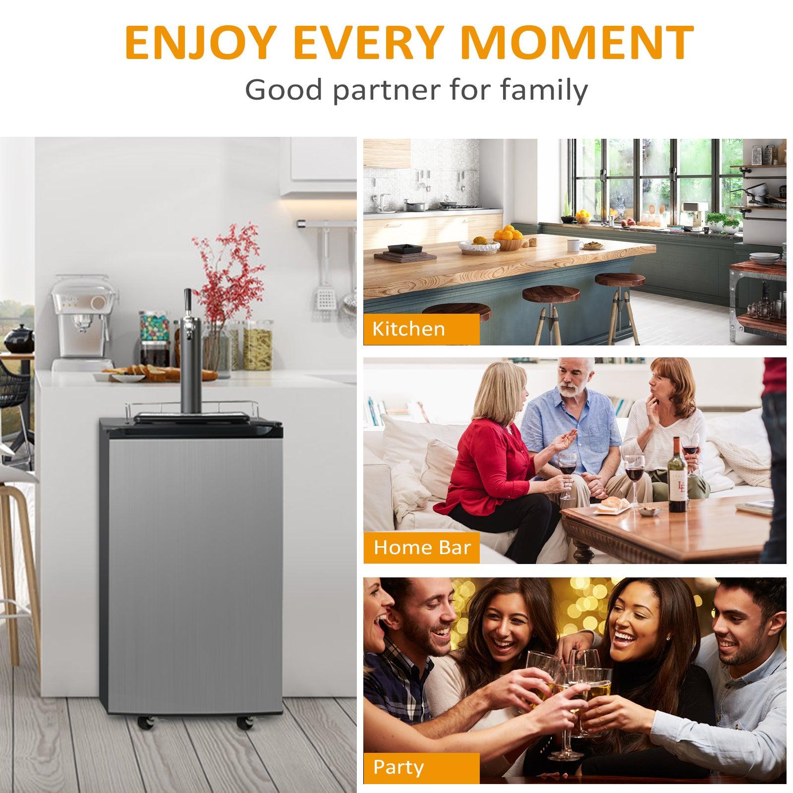 3.4 Cu.Ft Beer Kegerator Beverage Refrigerator Single Tap Direct Draw Beer Dispenser - Luckyermore