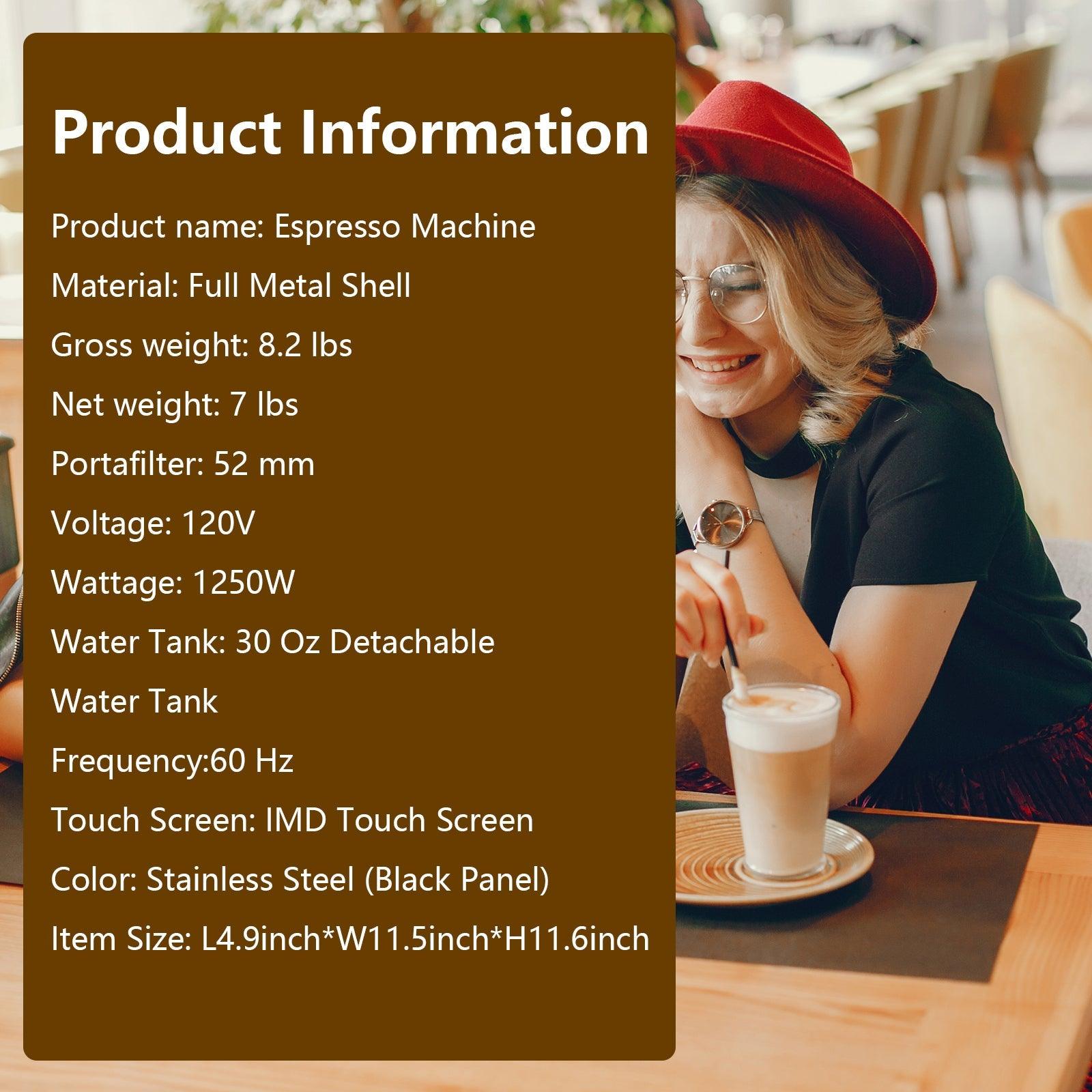 Espresso Machine 20-Bar Pump Manual Coffee Maker with Milk Frother Steam Wand - Luckyermore