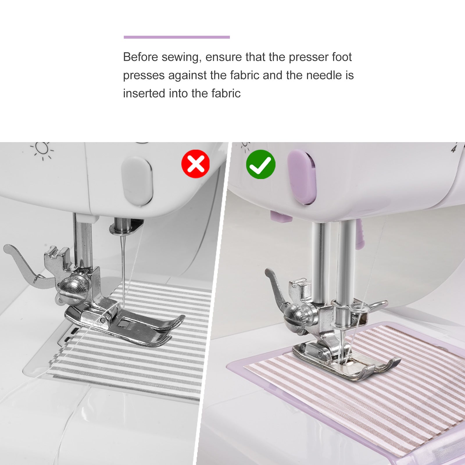 Portable Mini Sewing Machine for Beginners with Foot Pedal 12 Built-In Stitches Double Thread, Purple