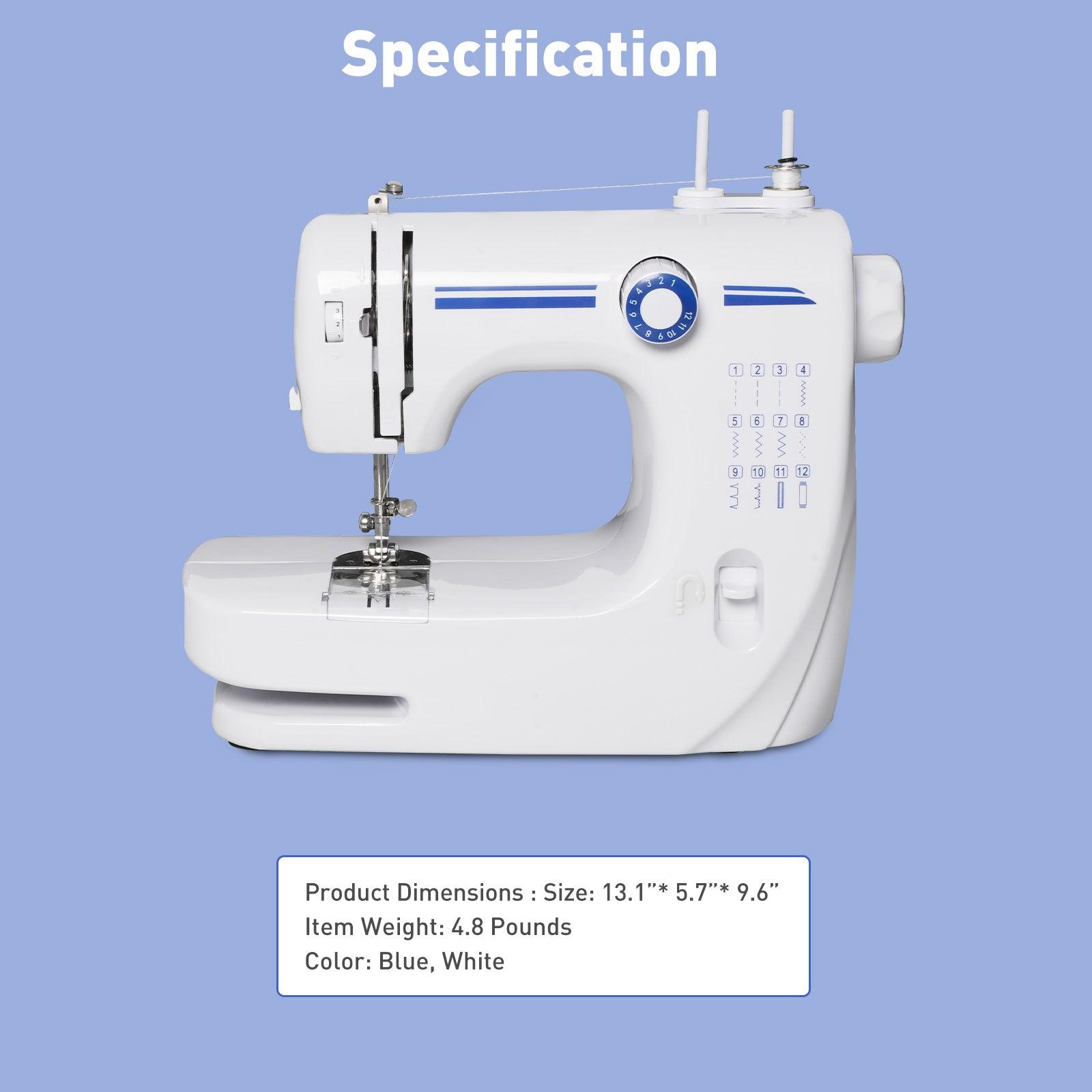 Portable Mini Sewing Machine for Beginners with Foot Pedal 12 Built-In Stitches Double Thread, Blue