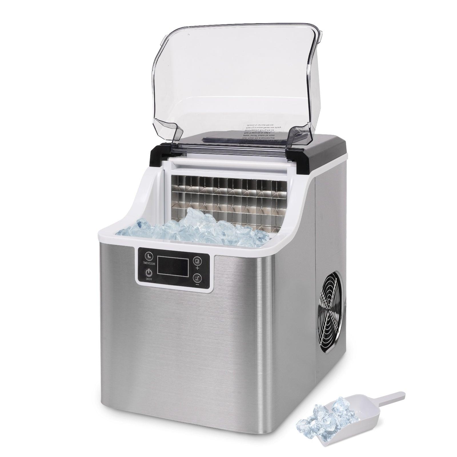 48.5lbs/24H 2 in 1 Compact Water Ice Maker with Ice Scoop Basket Self-Cleaning Timer - Luckyermore
