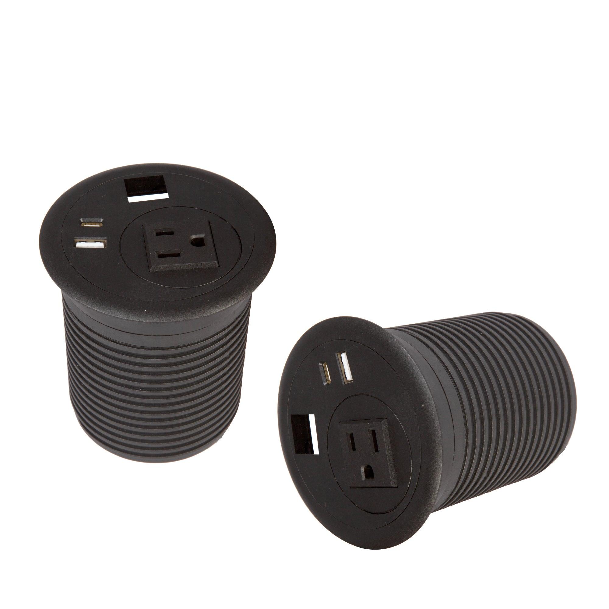 Set of 2 Desktop Power Outlet Grommet Power Socket with AC Outlet Type-A Type-C - Luckyermore