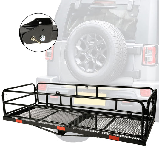 Hitch Mount Steel Cargo Carrier Basket Folding Cargo Rack with 2" Receiver