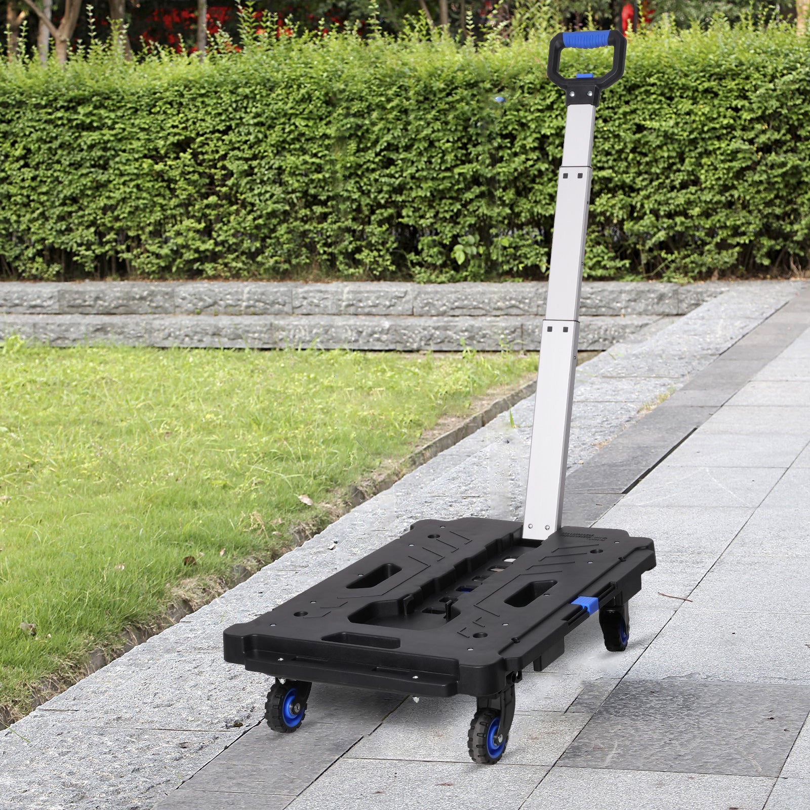Portable Platform Hand Truck Foldable Hand Cart Dolly with 360° Swivel Wheels