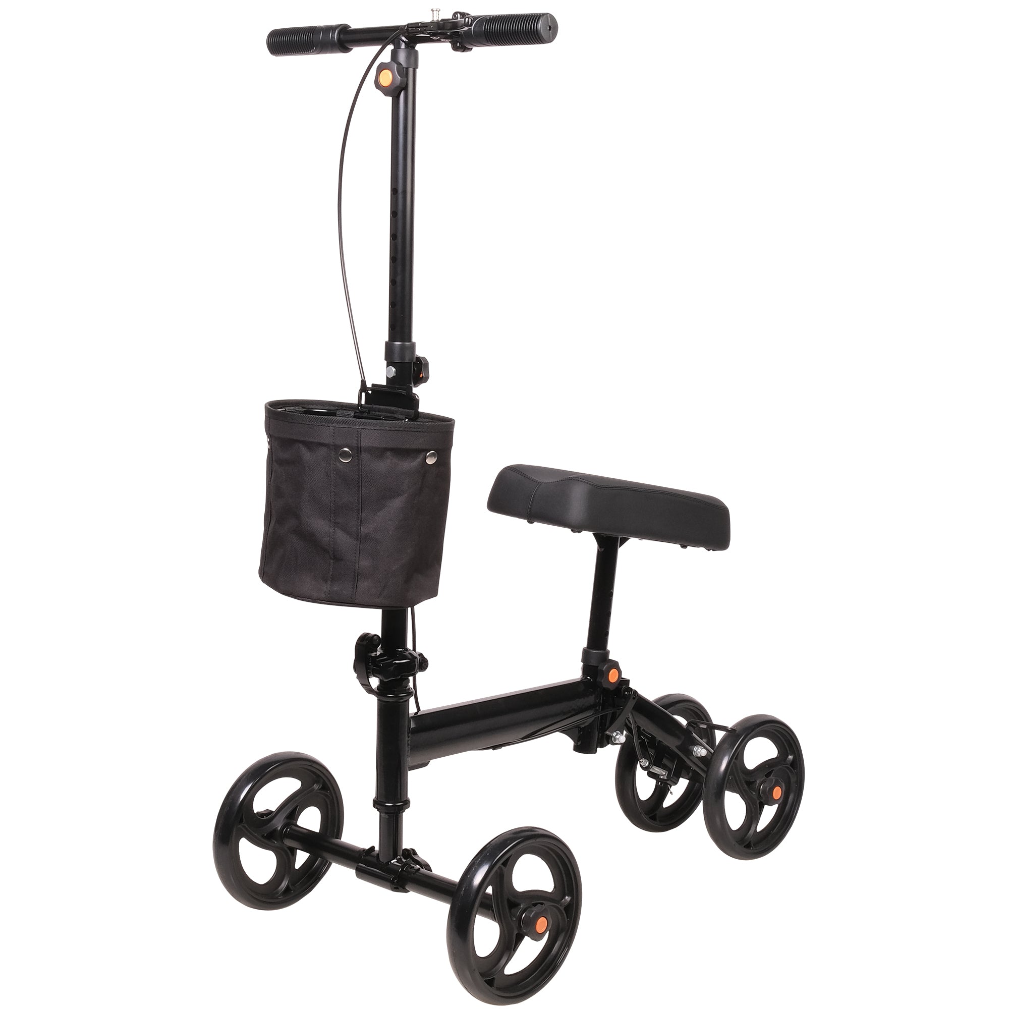 Luckyermore Foldable Knee Walker Adjustable Steerable Knee Scooter Suitable with Foot/Ankle Injuries, Black