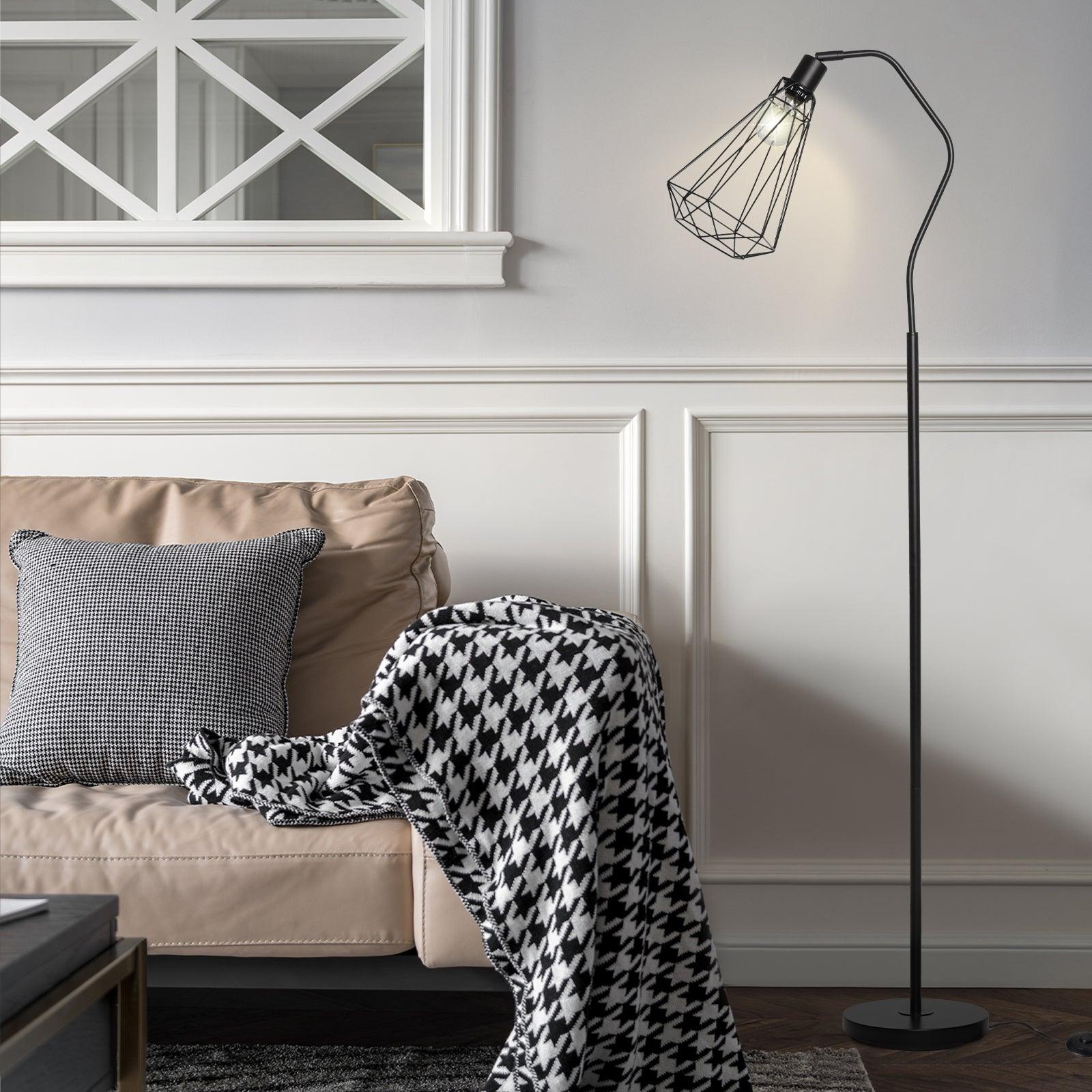 Minimalist Standing Floor Lamps with Adjustable Head Foot Switch Metal Tall Stand Up Reading Lamp, Black - Luckyermore
