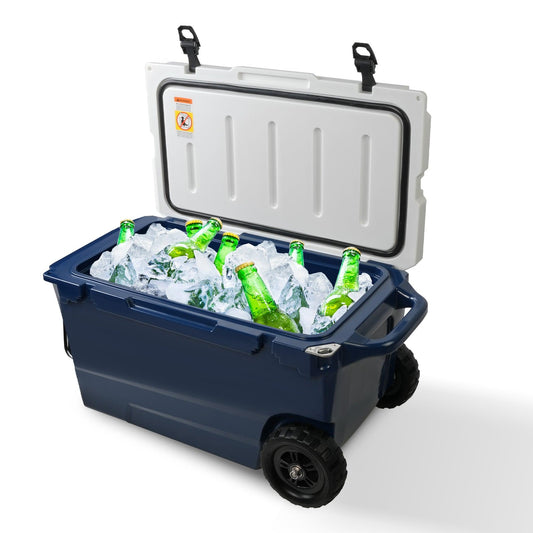 Luckyermore 50QT Portable Ice Cooler Box with Wheels and Handle Ice Chest for Camping for Outdoor Fishing Travel