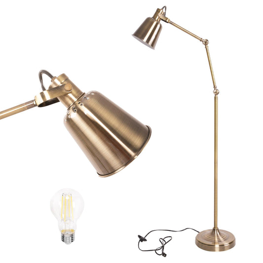 Industrial Standing Floor Lamps with Adjustable Head & Height Foot Switch Metal Tall Stand Up Reading Lamp, Bronze