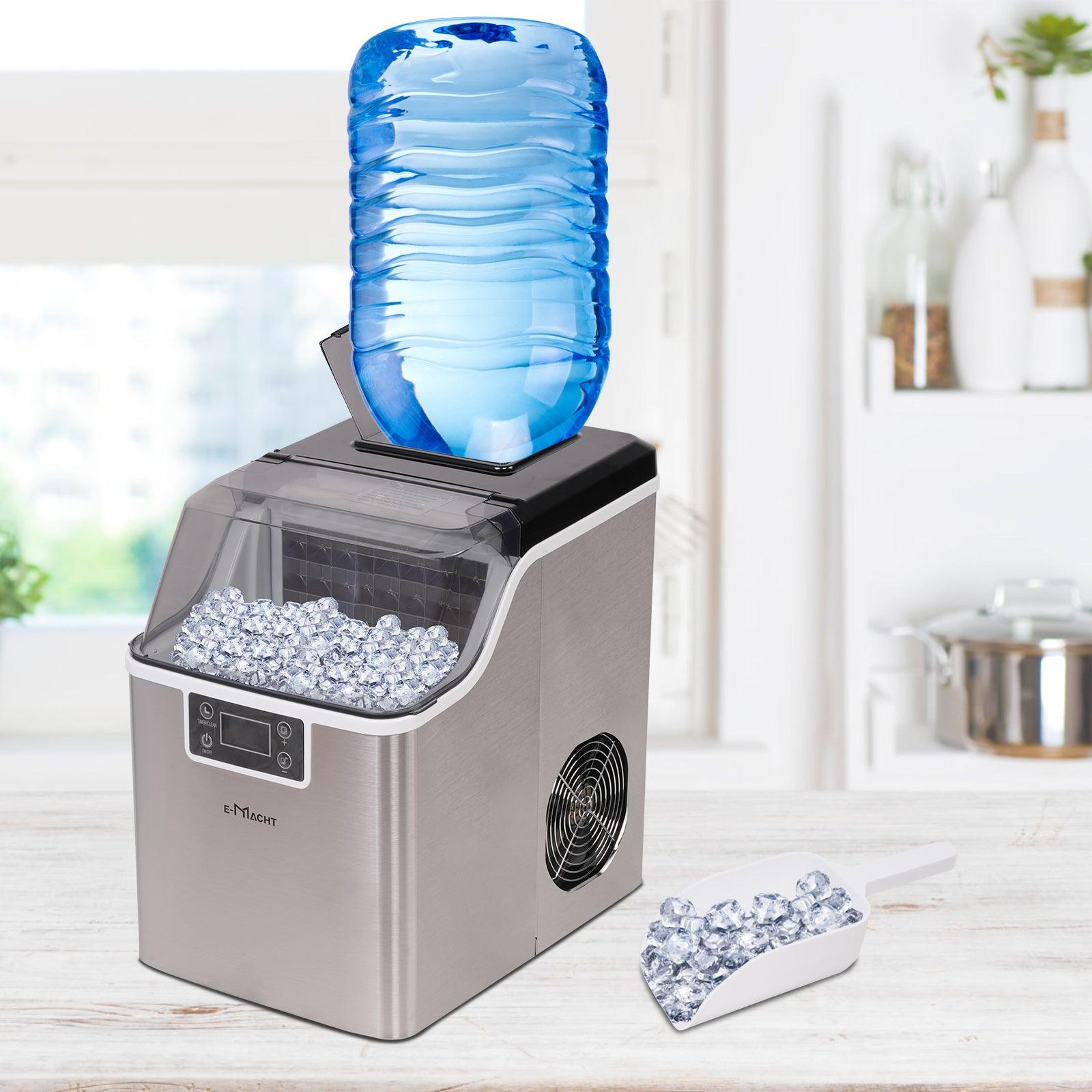 Luckyermore 48.5lbs/24H 2 in 1 Compact Water Ice Maker with Ice Scoop Basket Self-Cleaning Timer