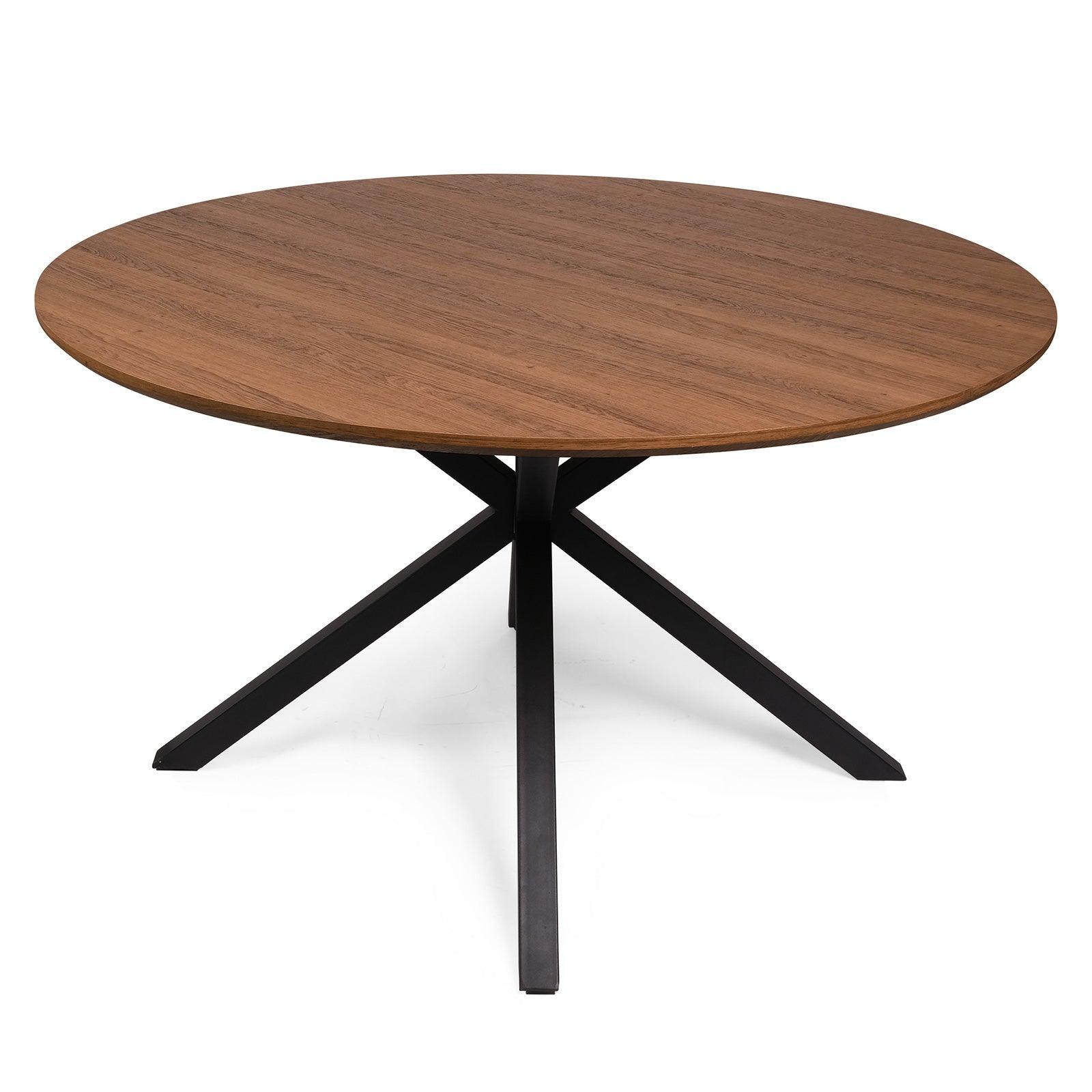 LUCKYERMORE 53" Round Mid-Century Modern Wooden Dining Table for 4-6 Kitchen Table with Solid Metal Leg