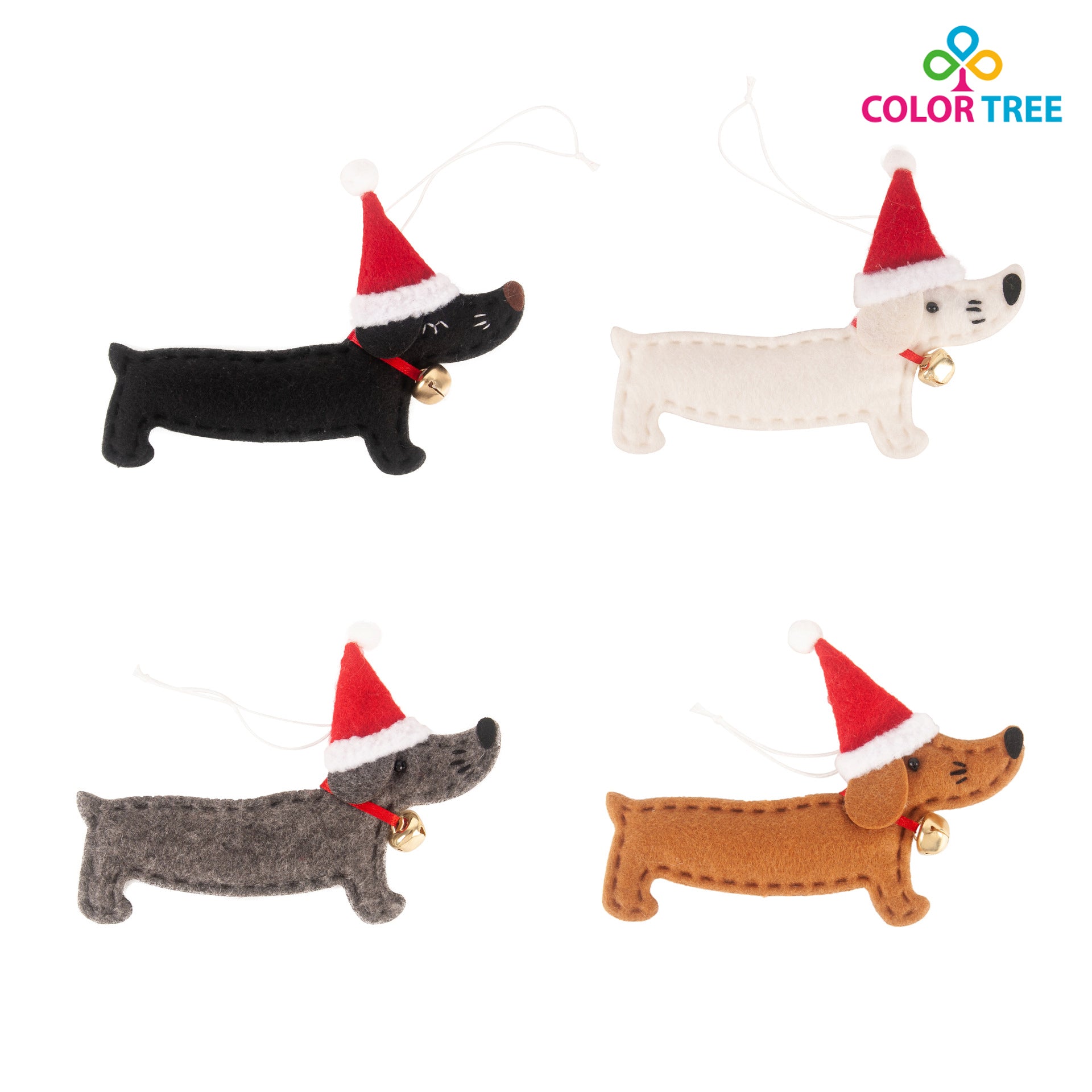 COLOR TREE 4pcs Christmas Tree Hanging Ornaments Dachshund Dog Shape Pendant Christmas Hanging Ornaments for Christmas Banquet Xmas Party