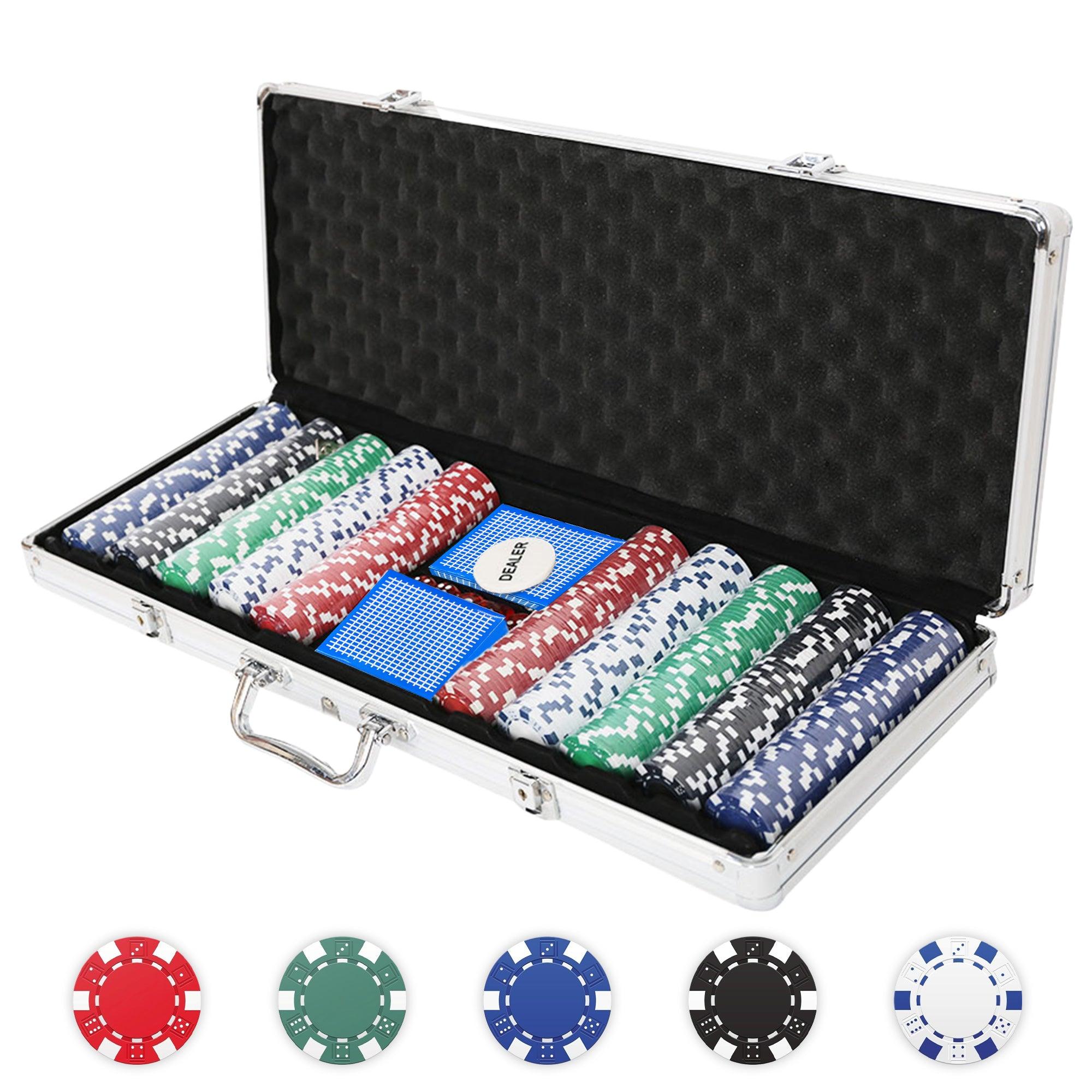 LUCKYERMORE 500pc 11.5g Poker Chip Set for Texas Holdem with Aluminum Case Clay Poker Chips Set