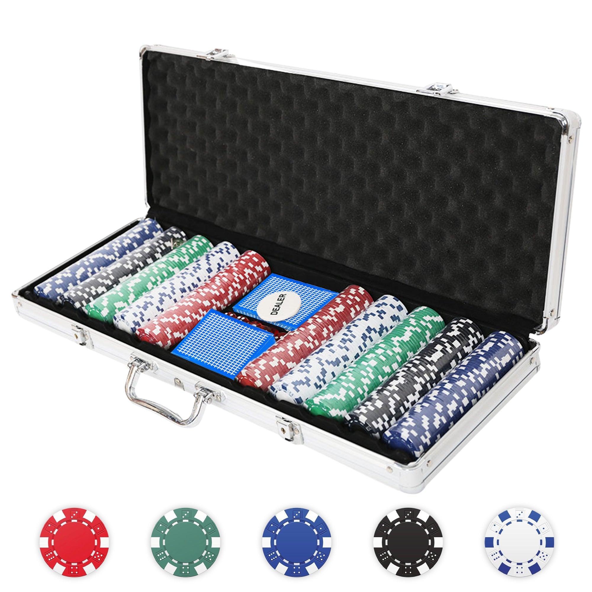 500pc 11.5g Poker Chip Set for Texas Holdem with Aluminum Case Clay Poker Chips Set