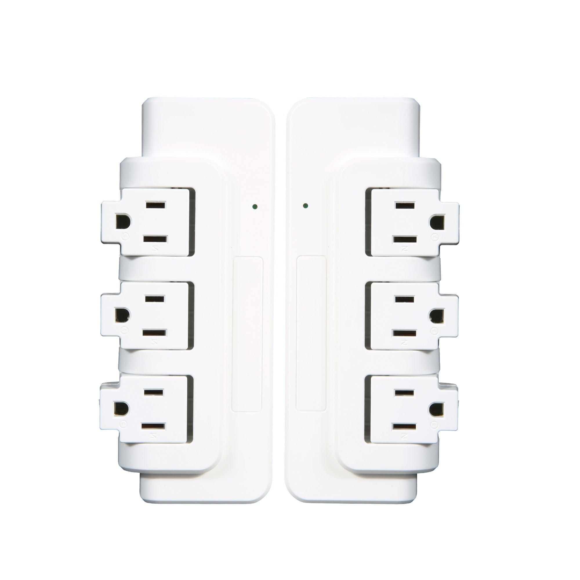 Set of 2 Portable Rotating Power Strip 3 Outlets with Surge Protector for Home Office Travel - Luckyermore