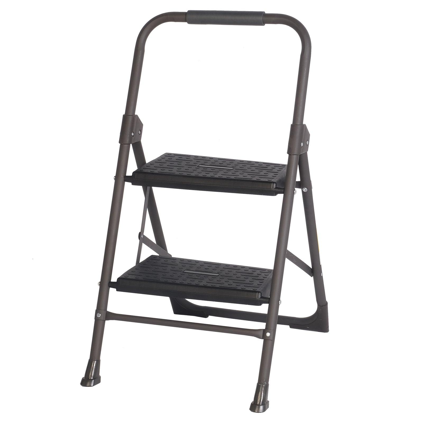 2 Step Portable Folding Ladder Step Stool with Wide Anti-Slip Pedal and Handgrip - Luckyermore