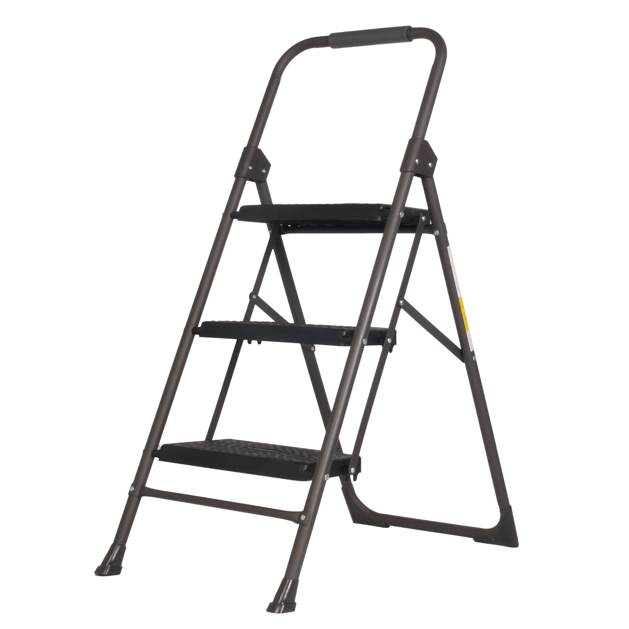 3 Step Portable Folding Ladder Step Stool with Wide Anti-Slip Pedal and Handgrip - Luckyermore