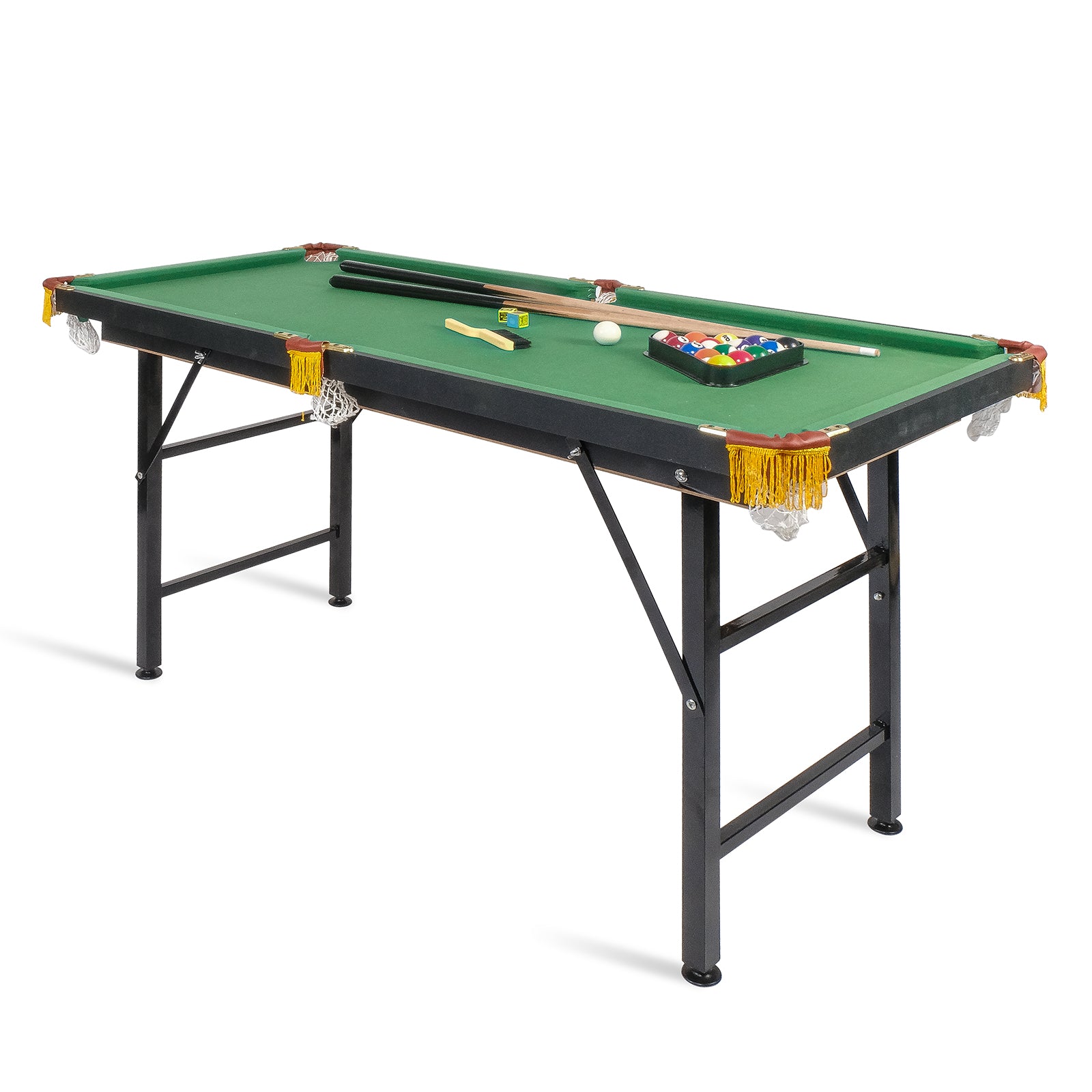 55" Portable Folding Pool Billiard Table Space Saver Game Table for Kids, Green