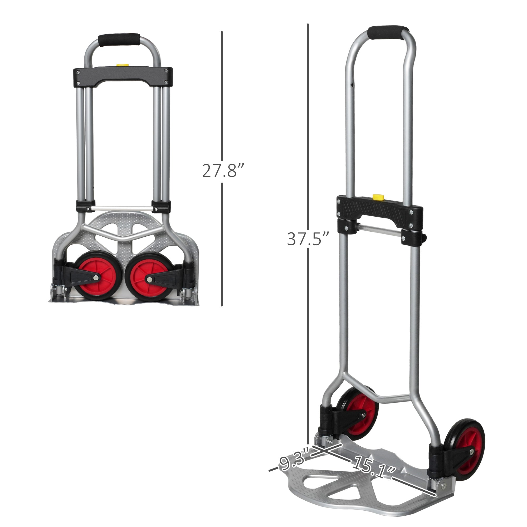 Portable Folding Hand Truck Dolly Hand Cart Aluminum with Telescoping Handle, 132lbs Capacity