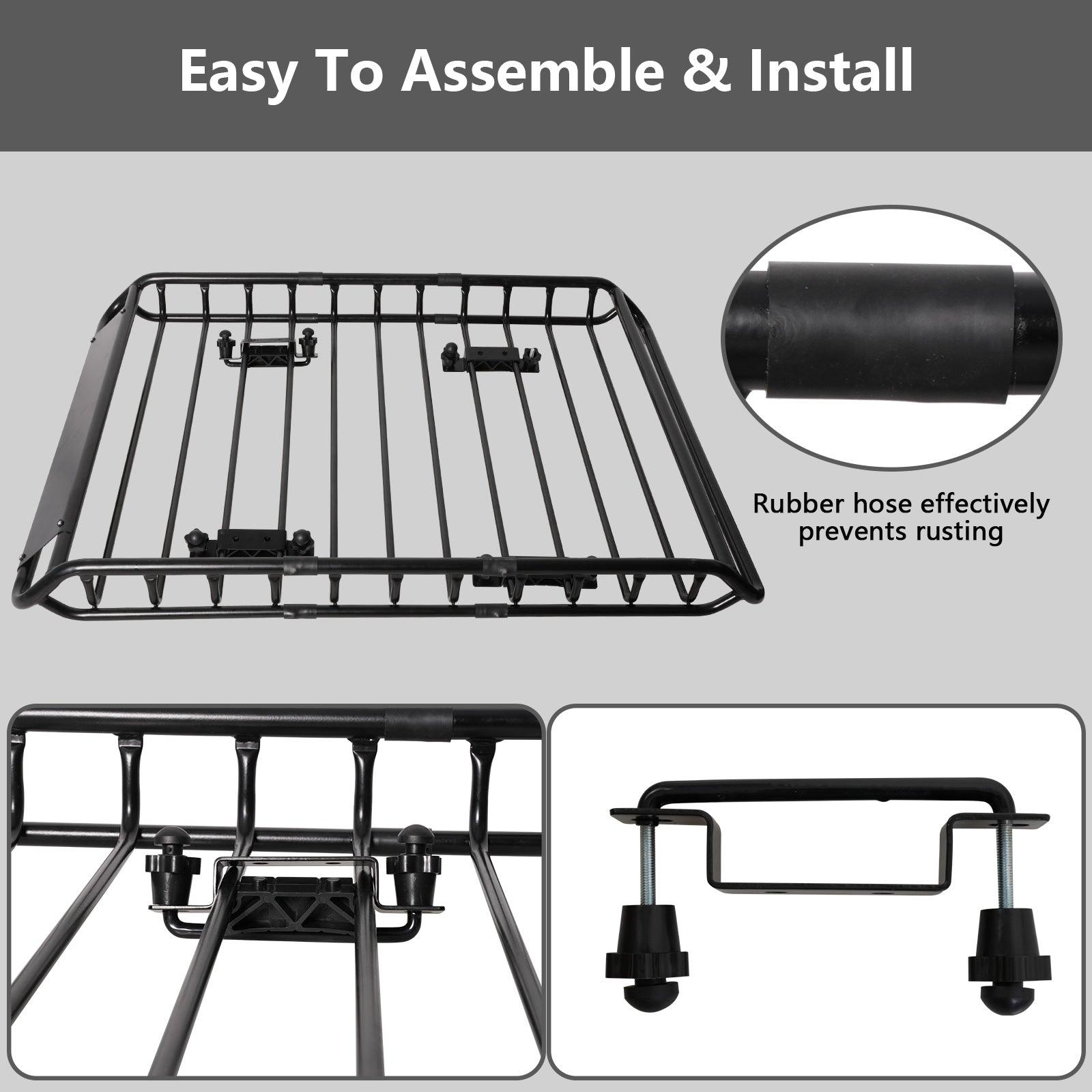 LUCKYERMORE 45.8"x 36.2" Universal Roof Rack Basket Rooftop Cargo Rack Luggage Holder for SUV Truck and Car, Black