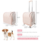Pet Backpack with Wheels Dog Cat Travel Carrier Bag with Telescopic Handle, Pink