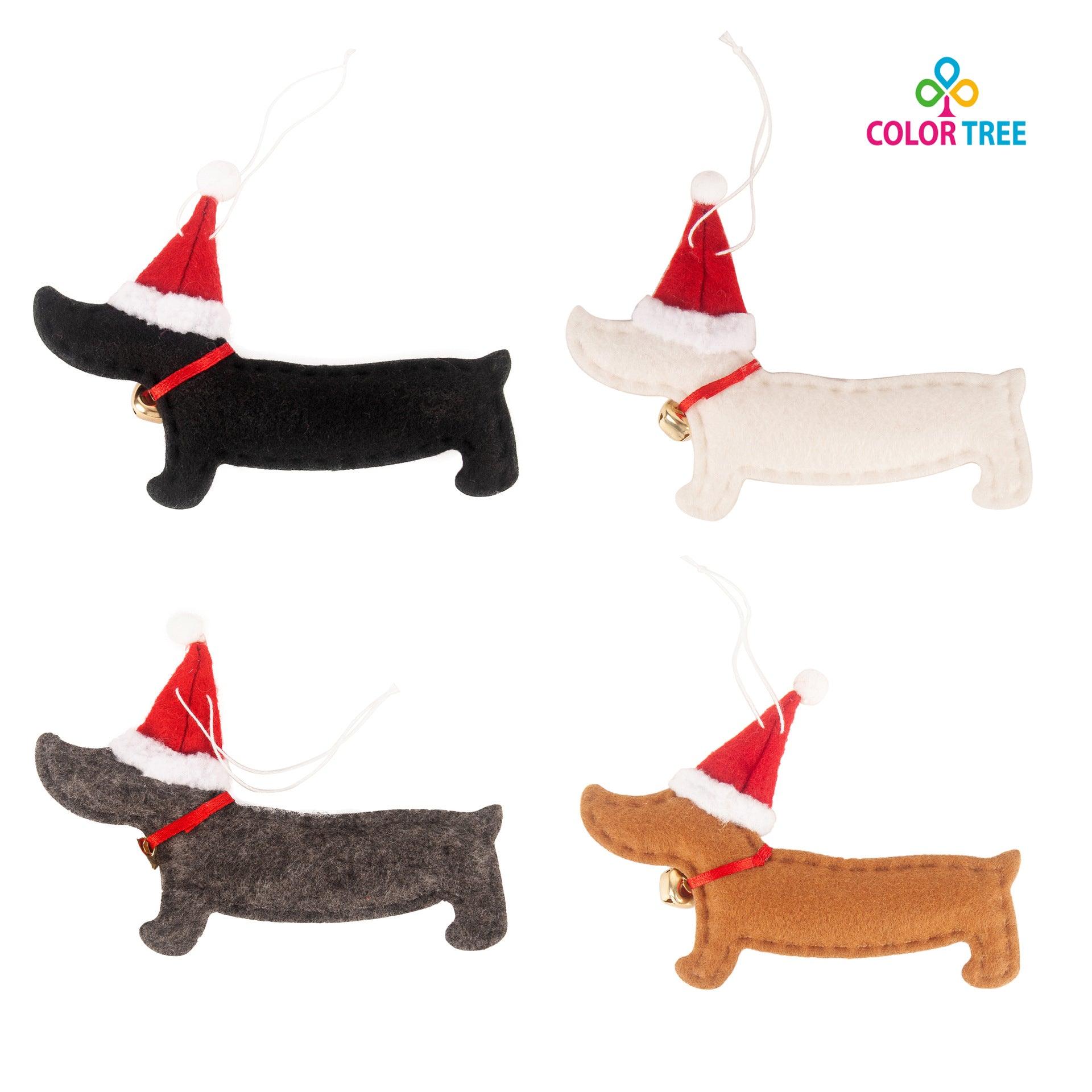 COLOR TREE 4pcs Christmas Tree Hanging Ornaments Dachshund Dog Shape Pendant Christmas Hanging Ornaments for Christmas Banquet Xmas Party