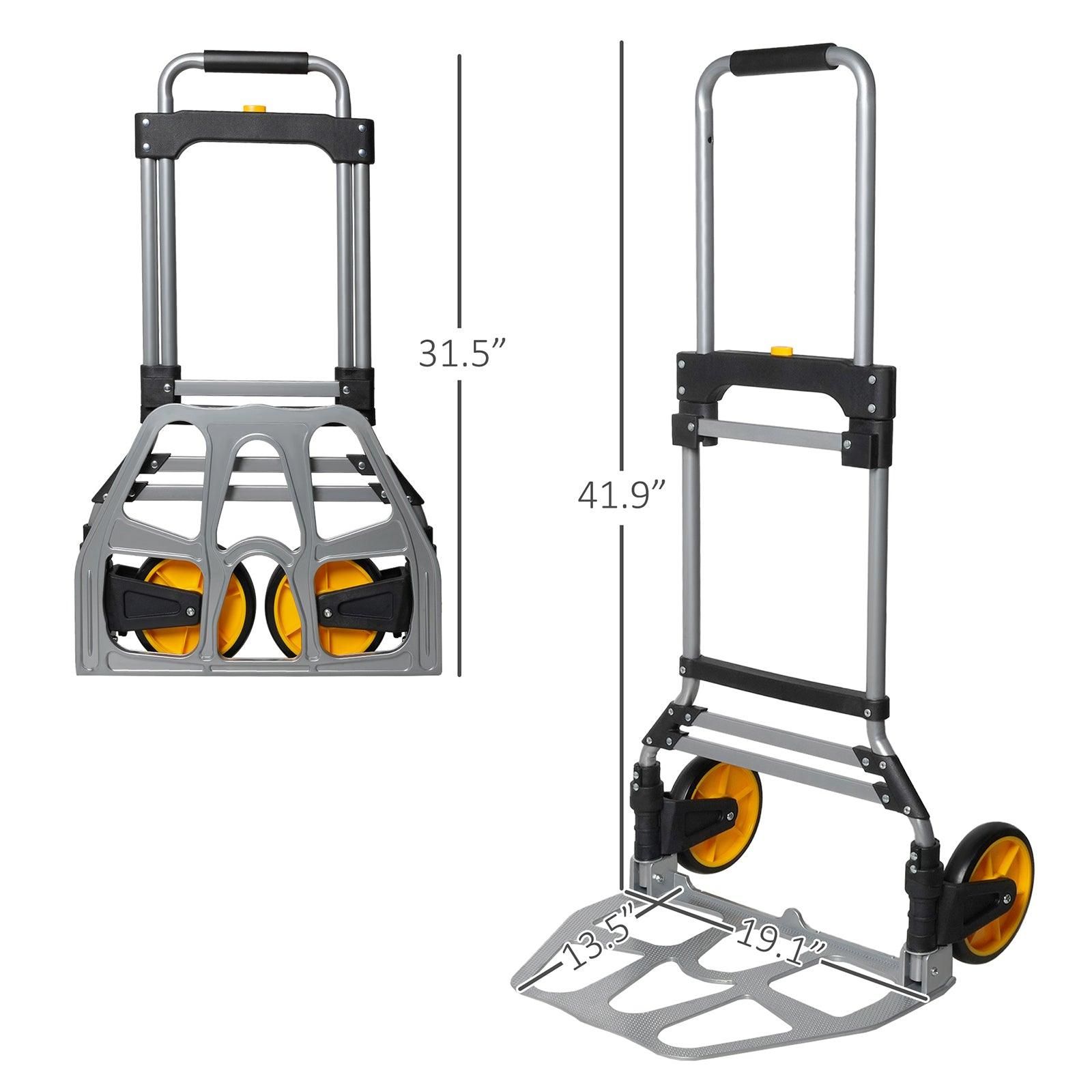 Folding Hand Truck Dolly Hand Cart Aluminum with Telescoping Handle, 330lbs Capacity - Luckyermore