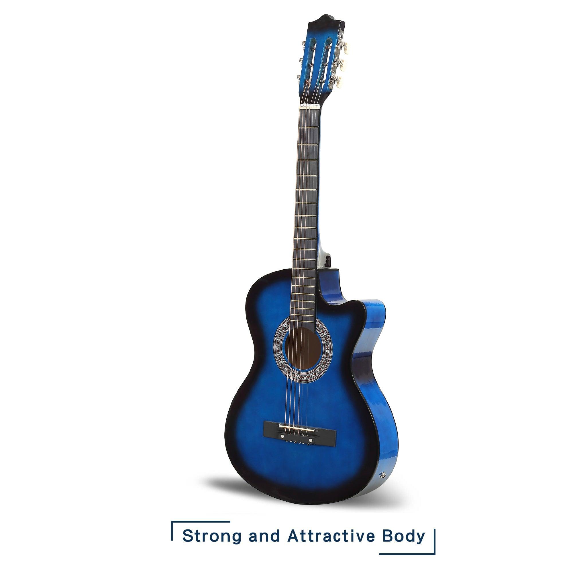 38" Acoustic Electric Guitar for Beginners All Wood Classic Guitar, Blue - Luckyermore