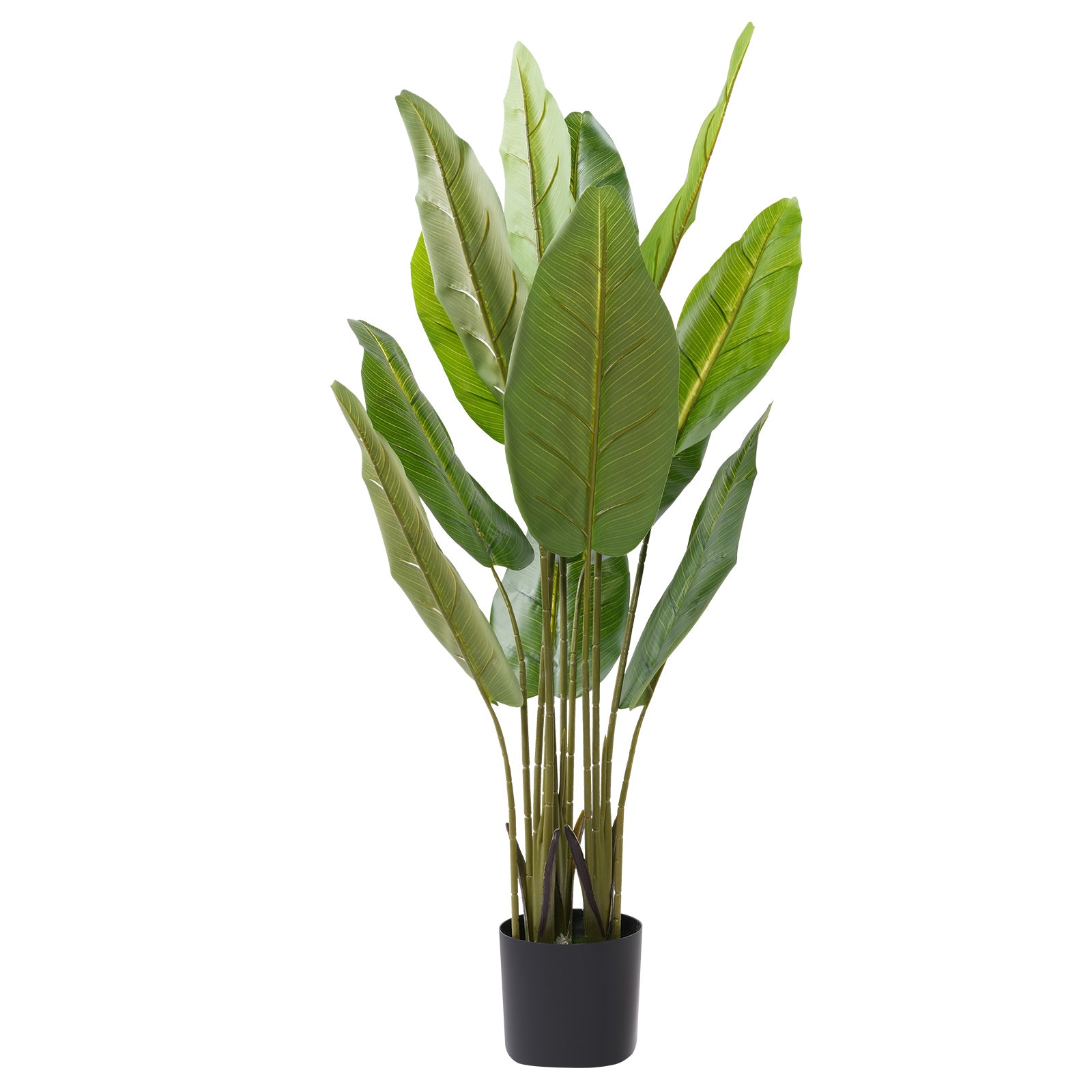 4ft Artificial Bird of Paradise Plant with 12 Decorative Leaves Faux Plant with Pot