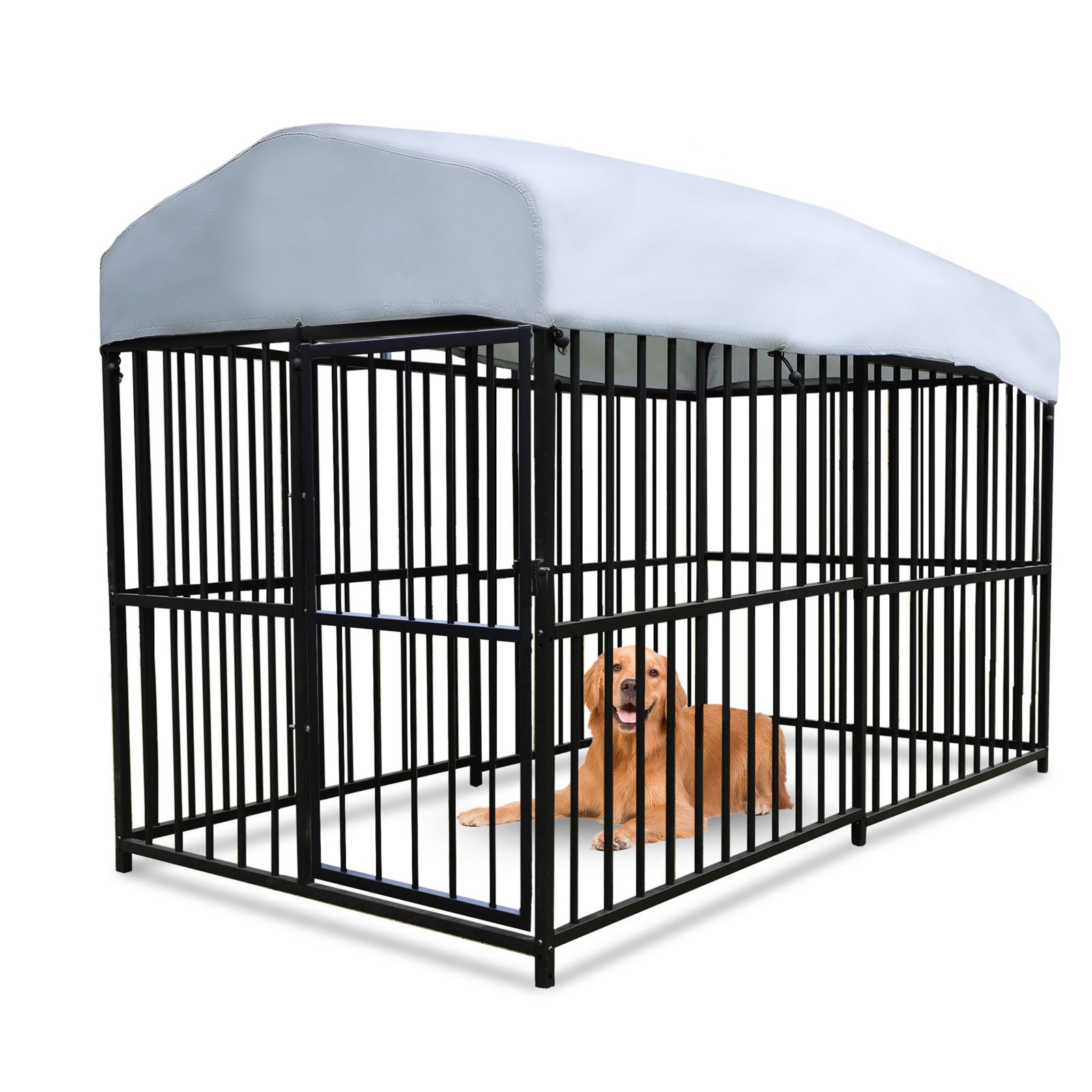 7.8'x4'x5' Large Dog Outdoor Kennel Pet Playpen with Waterproof Cover and Secure Lock, Black