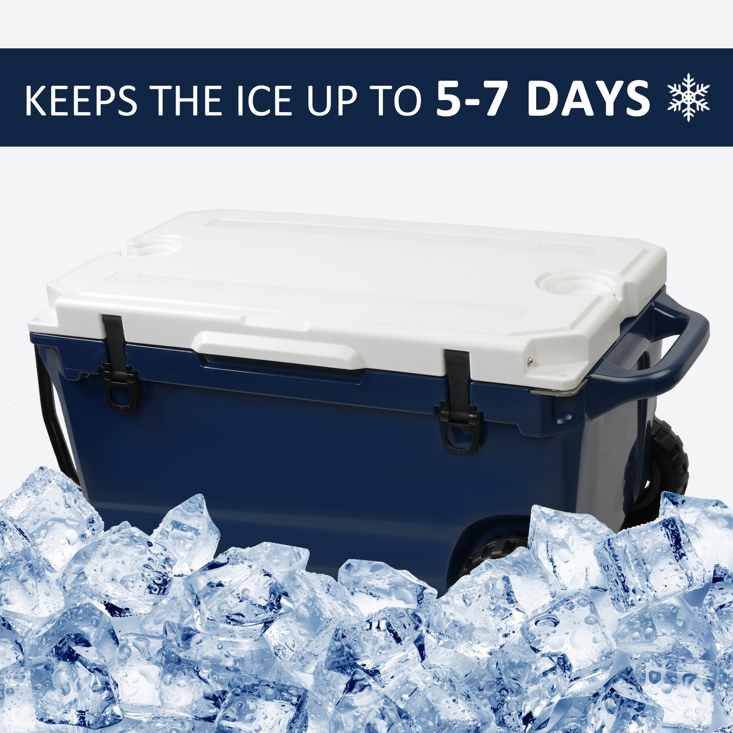 Luckyermore 50QT Portable Ice Cooler Box with Wheels and Handle Ice Chest for Camping for Outdoor Fishing Travel