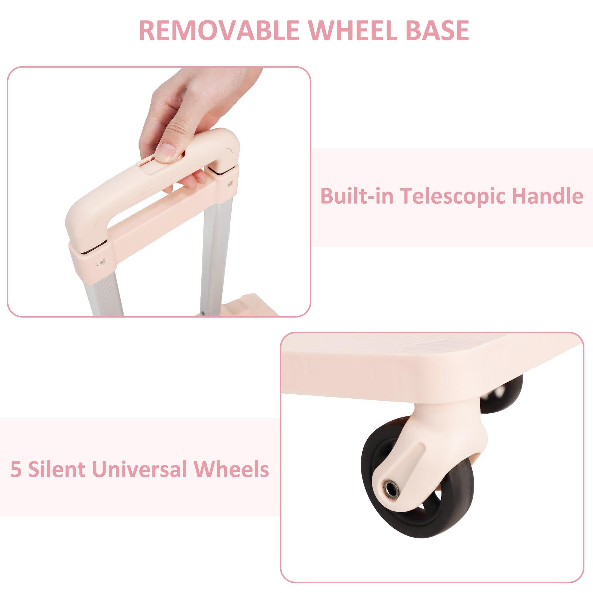 Pet Backpack with Wheels Dog Cat Travel Carrier Bag with Telescopic Handle, Pink - Luckyermore