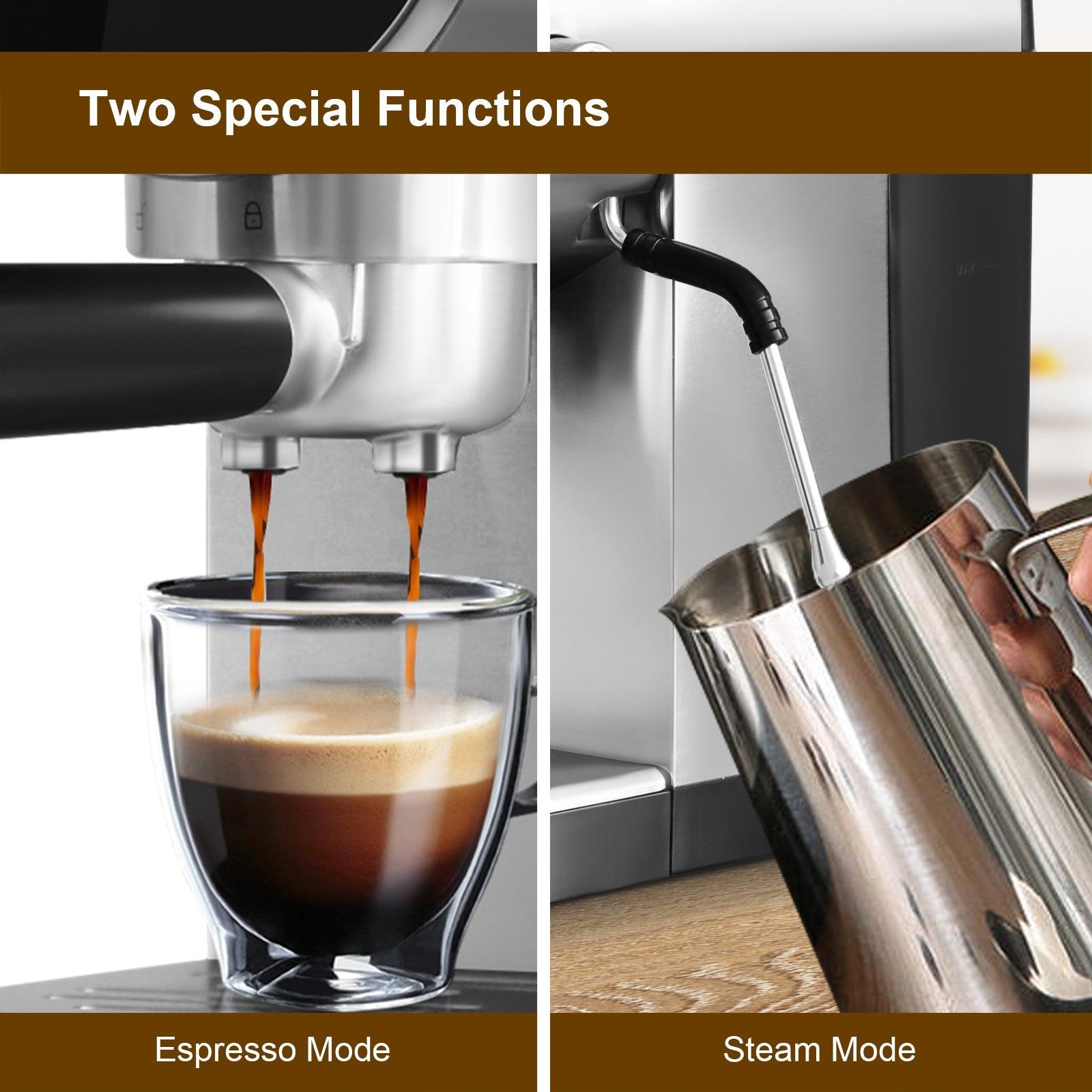 Espresso Machine 20-Bar Pump Manual Coffee Maker with Milk Frother Steam Wand - Luckyermore