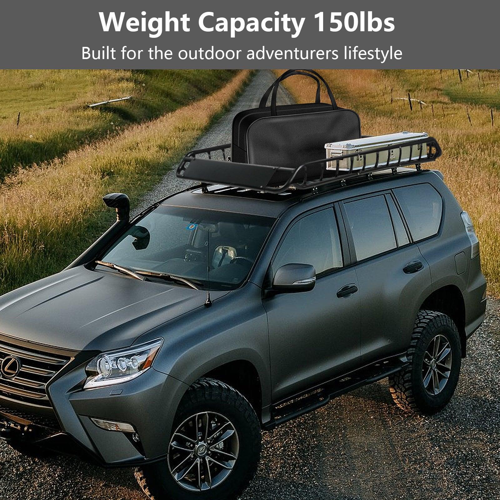 LUCKYERMORE 45.8"x 36.2" Universal Roof Rack Basket Rooftop Cargo Rack Luggage Holder for SUV Truck and Car, Black