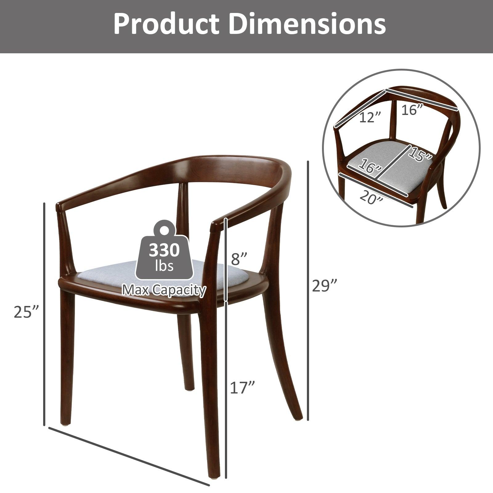 LUCKYERMORE Mid Century Dining Chair Beech Wood Upholstered Side Chair with Armrest, Beige