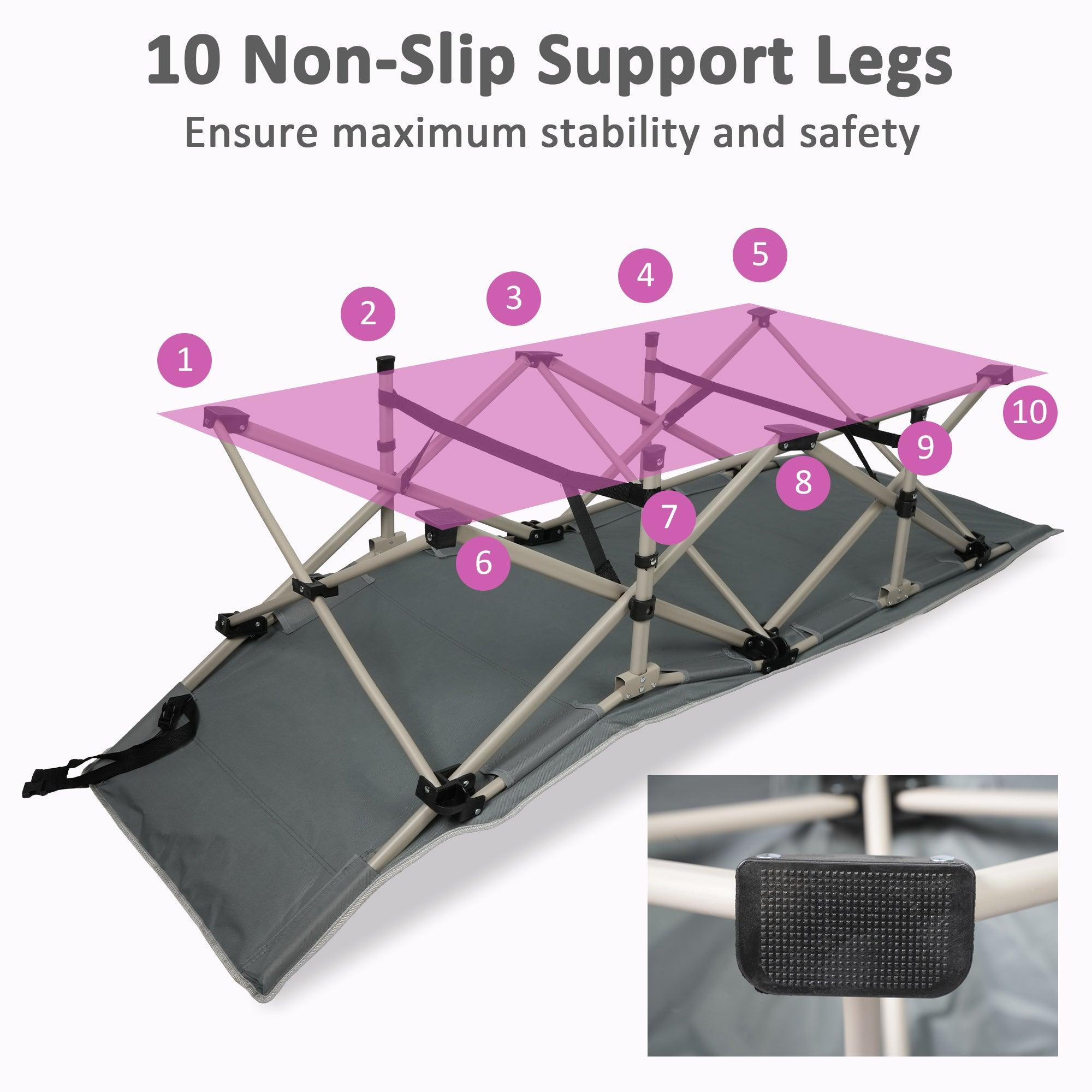 LUCKYERMORE Portable Folding Camping Cots Sleeping Cots with Removable Mattress Carry Bag and Side Pocket