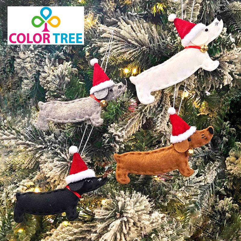 COLOR TREE 4pcs Christmas Tree Hanging Ornaments Dachshund Dog Shape Pendant Christmas Hanging Ornaments for Christmas Banquet Xmas Party