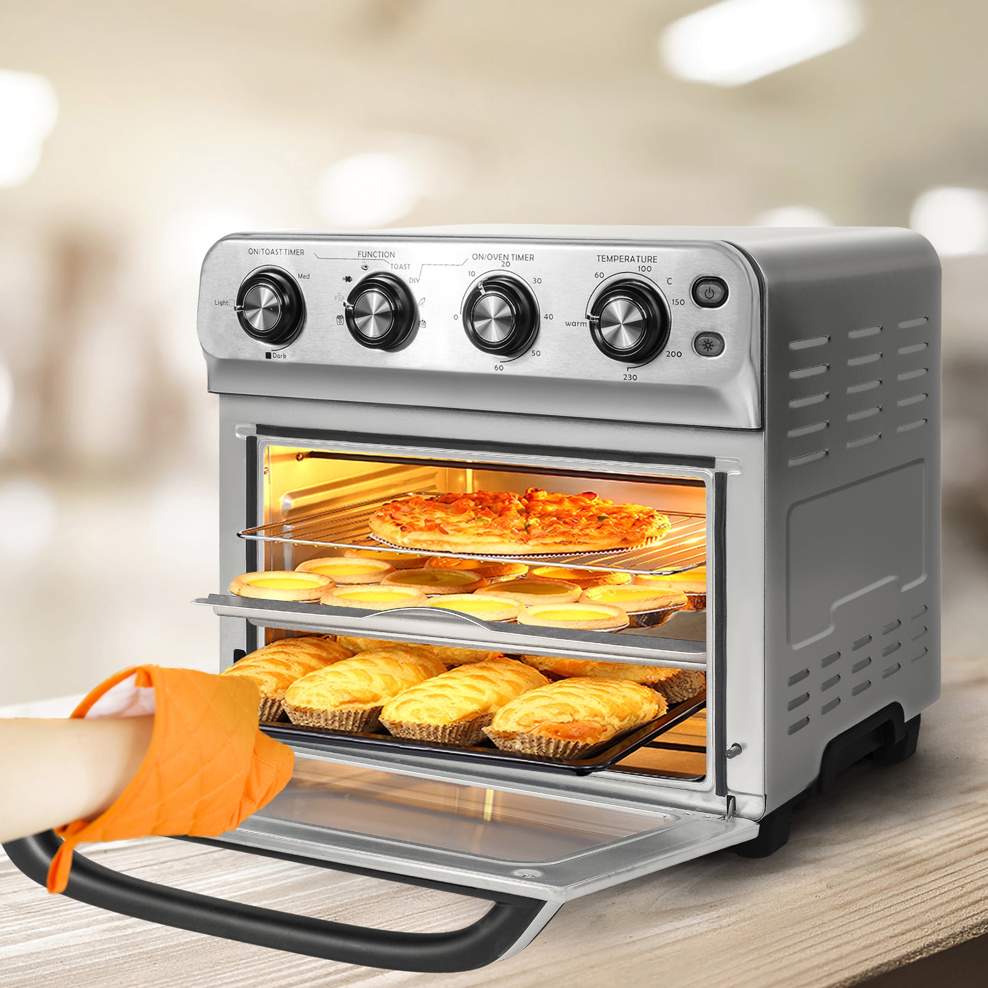 Air Fryer Toaster Oven 24QT Airfryer 8 Fuctions Knob Control, Fits 12" Pizza, 6 Slice Toast, Countertop Convection Oven