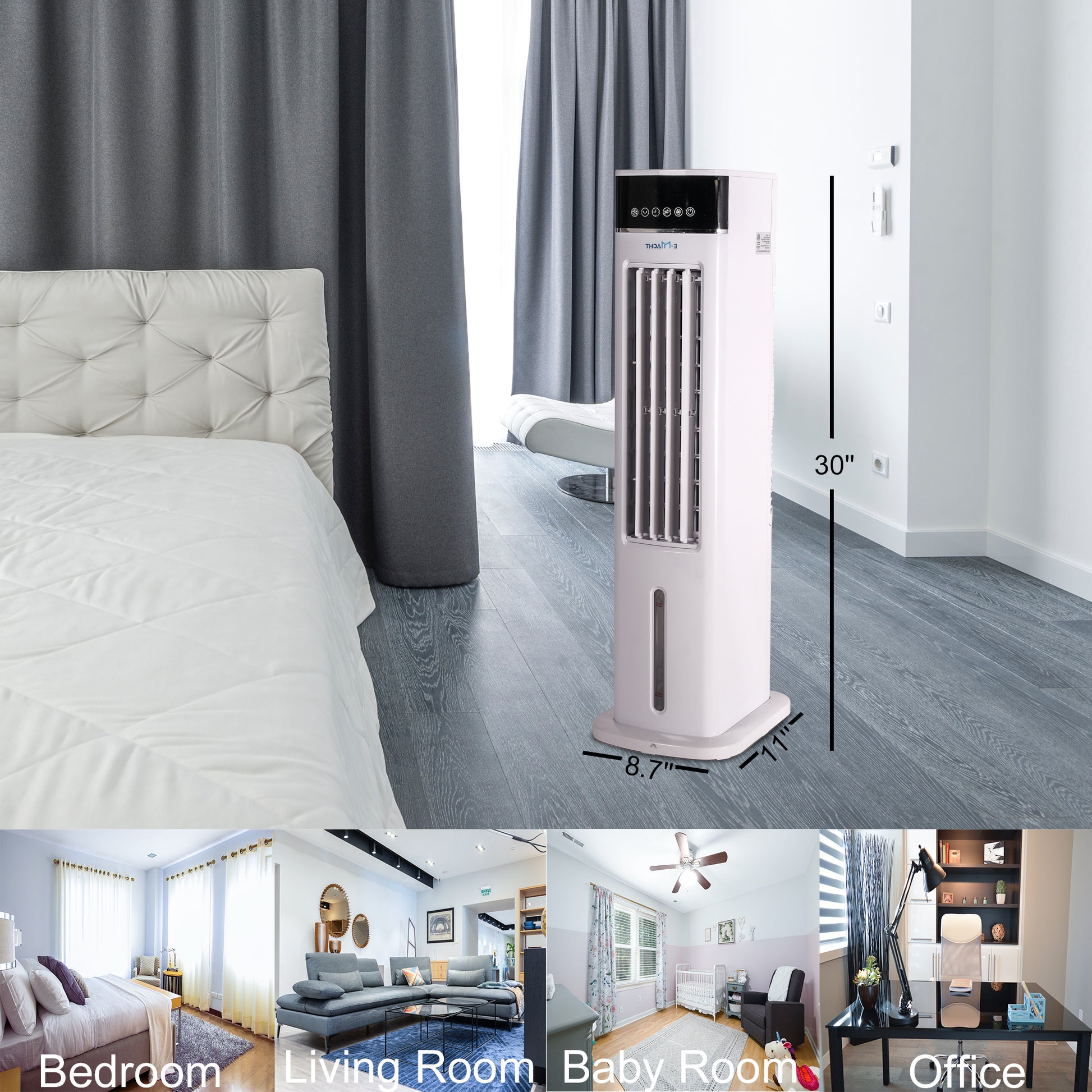 Luckyermore 3-in-1 Portable Air Cooler, Cooling Tower Fan with 3 Speeds & 3 Modes, 3L Water Tank, 12H Timer Air Cooling Fan Remote Control for Bedroom, Office