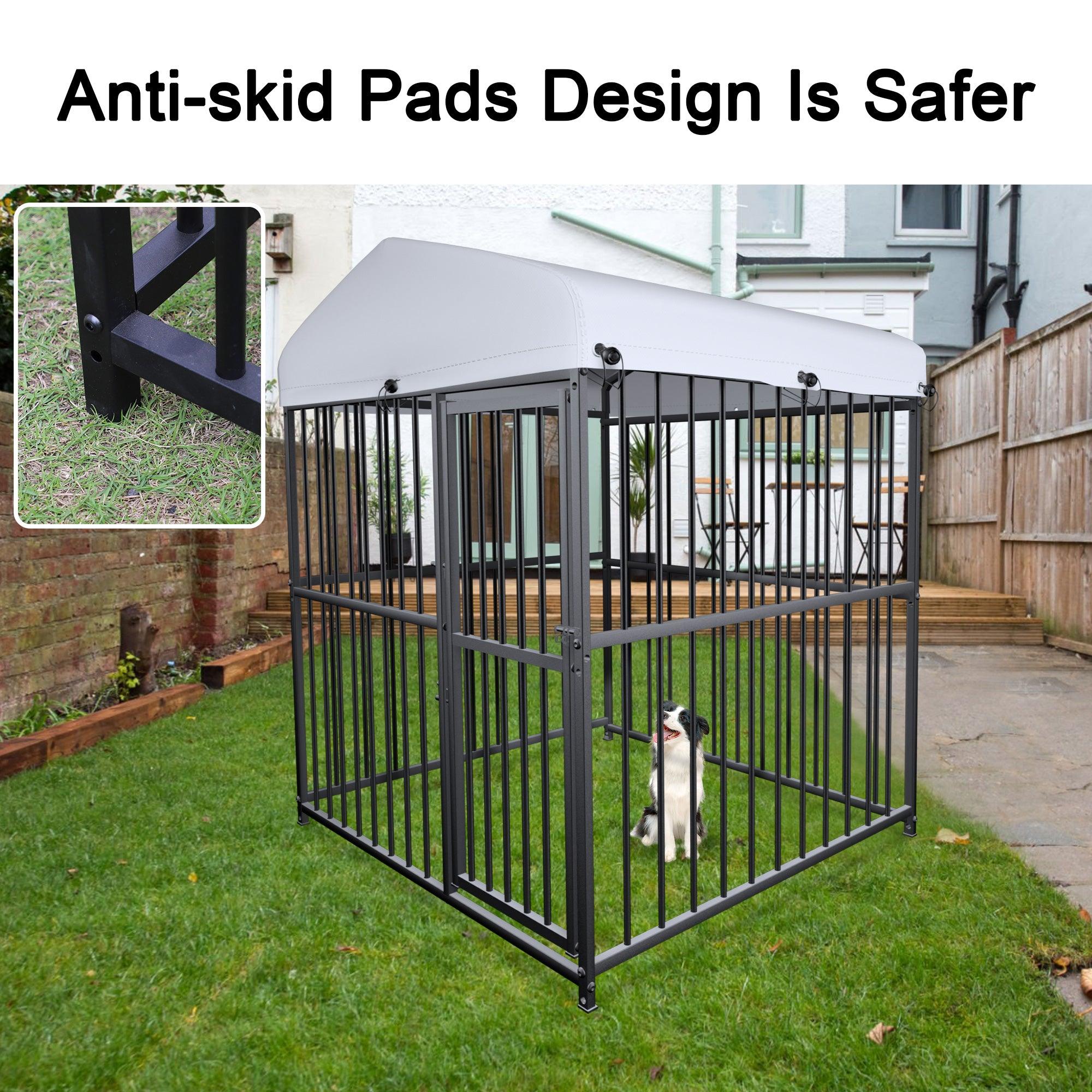 5.9'x4.9'x4.9' Large Dog Outdoor Kennel Pet Playpen with Waterproof Cover and Secure Lock, Black