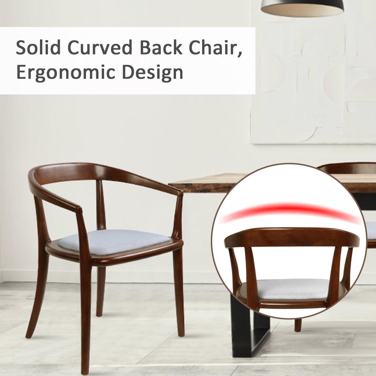 LUCKYERMORE Mid Century Dining Chair Beech Wood Upholstered Side Chair with Armrest, Beige