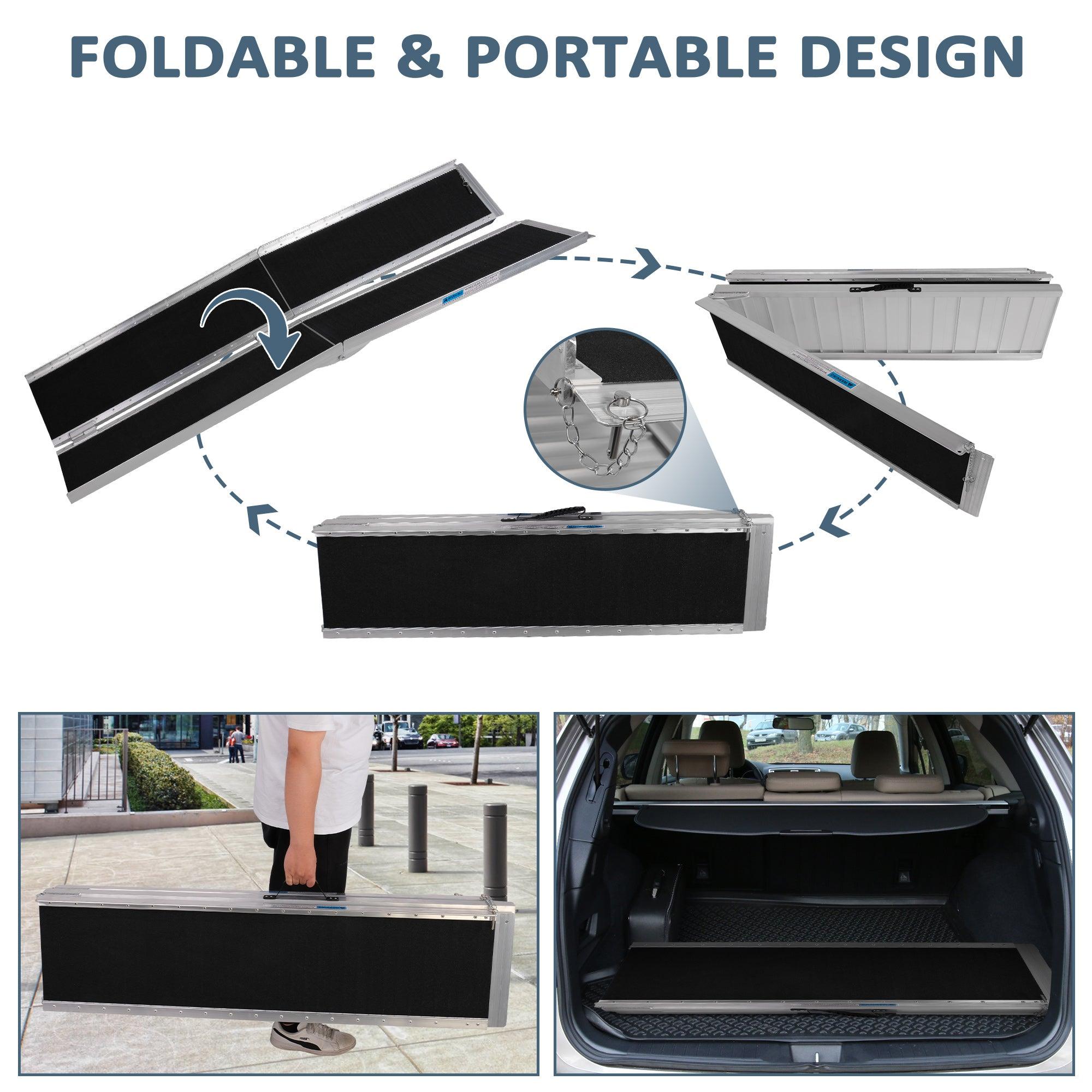 10ft Portable Ramp for Wheelchair Scooter Folding Aluminum Alloy Ramp with Handle - Luckyermore