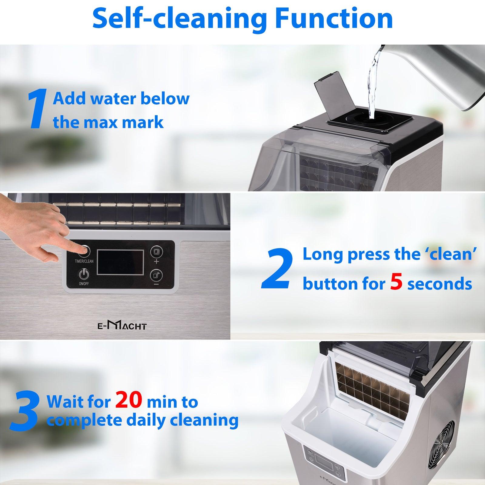 Luckyermore 48.5lbs/24H 2 in 1 Compact Water Ice Maker with Ice Scoop Basket Self-Cleaning Timer