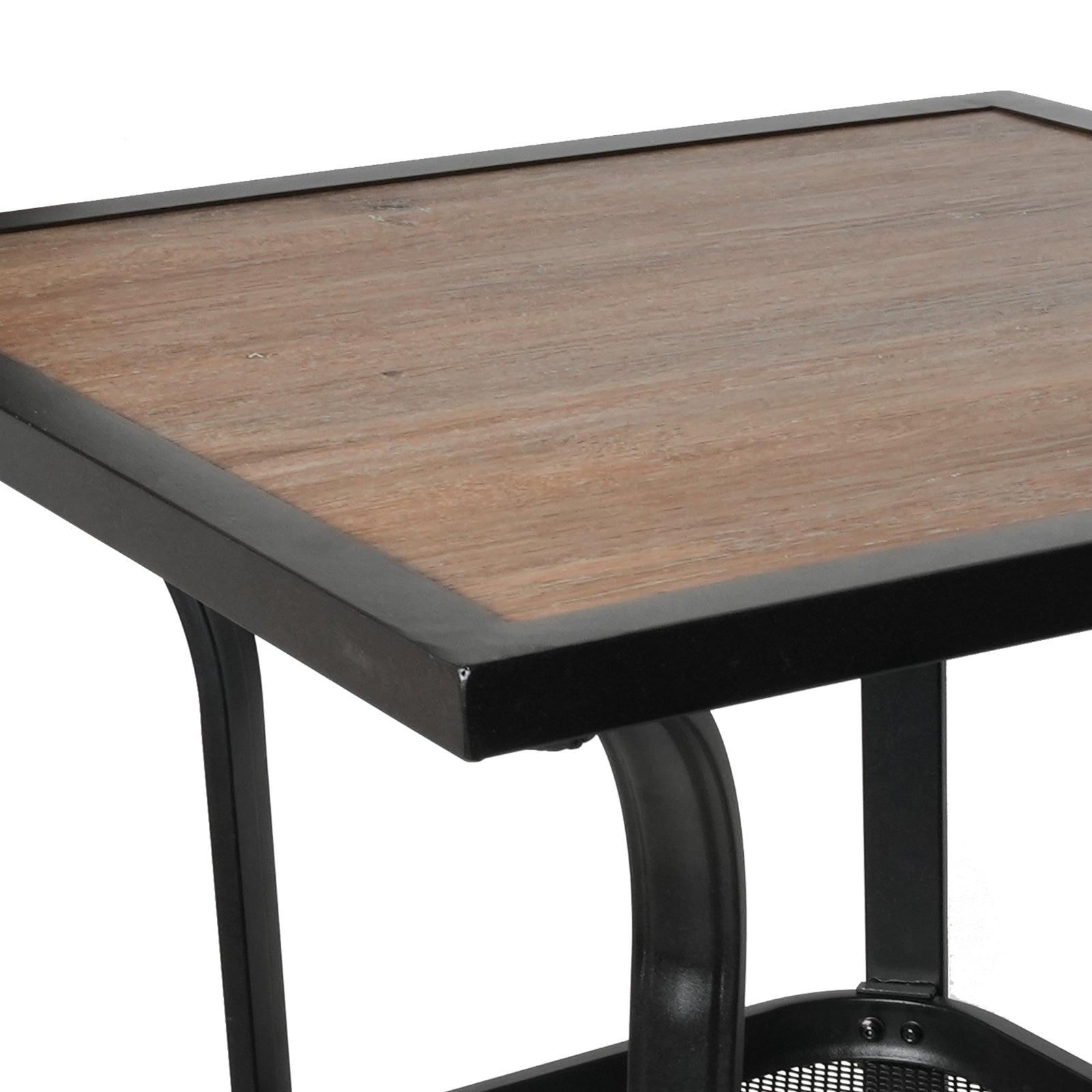27.5" Outdoor High Bar Table Patio Square Bar Height Table with Storage Rack
