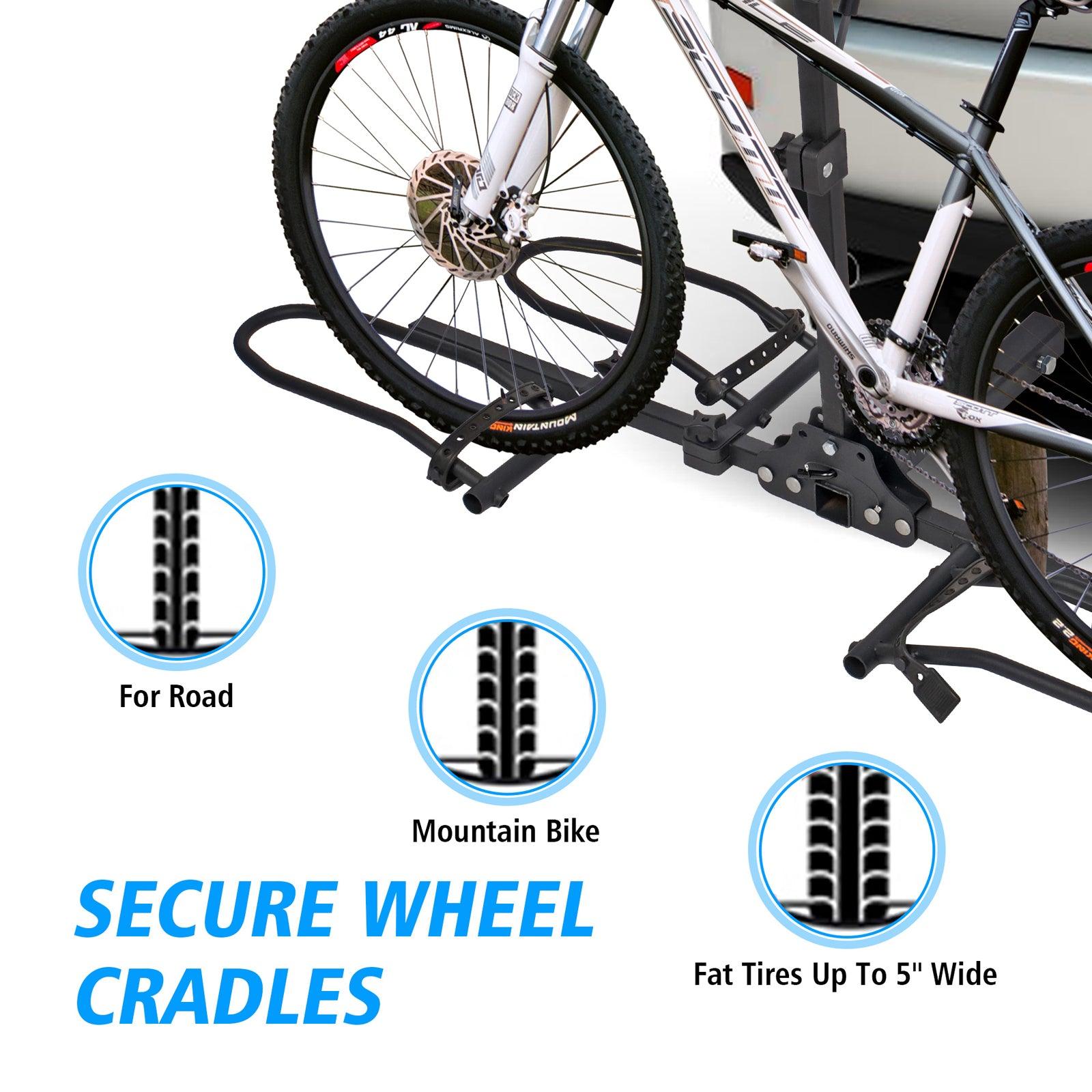 LUCKYERMORE Hitch Mount Bike Rack for 2 Bikes Platform Style Bicycle Carrier for Car with 2" Hitch Receiver, S Tube