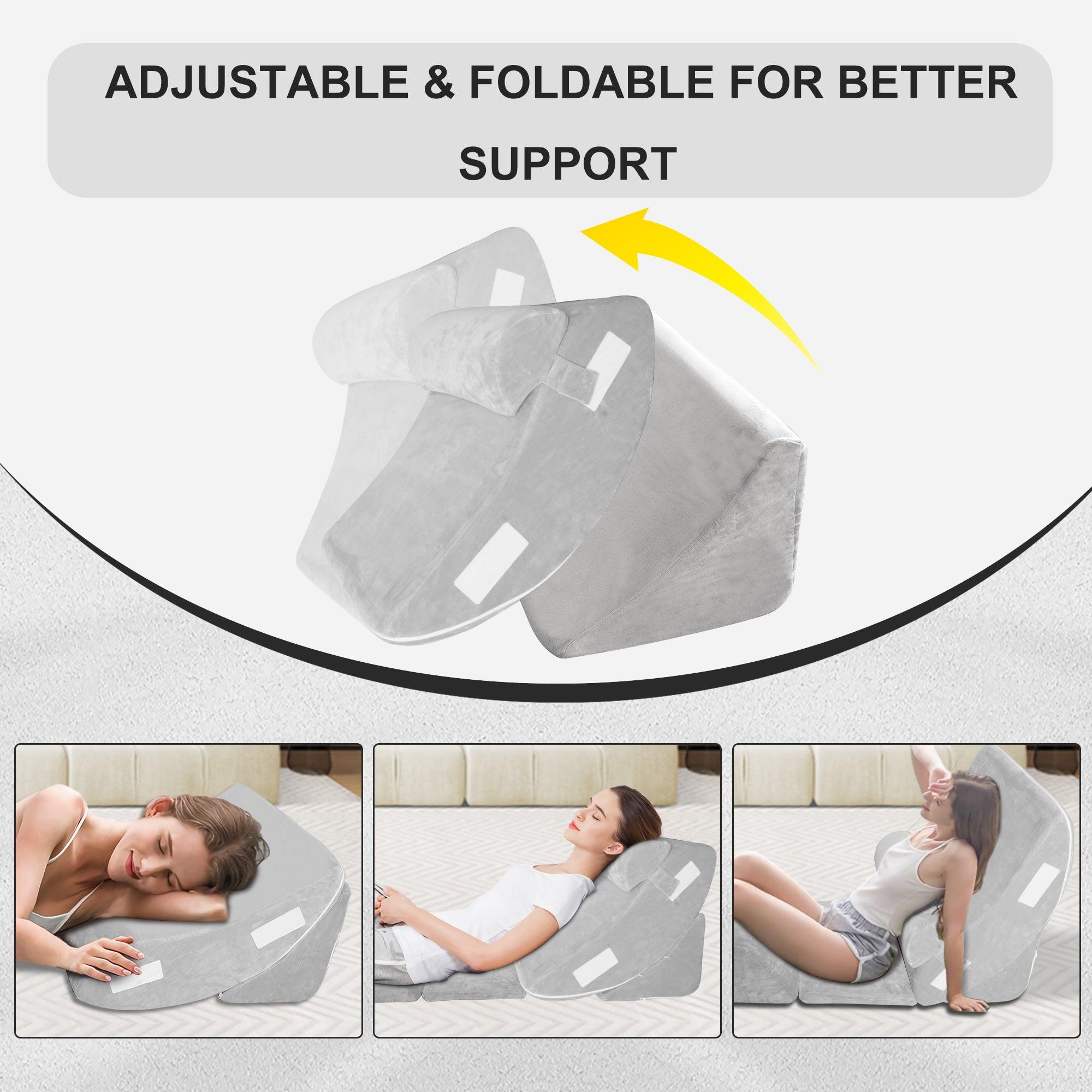 6PCS Bed Wedge Pillow Set,Adjustable Memory Foam Pillow Wedge for Back Neck Leg Pain Relief - Luckyermore