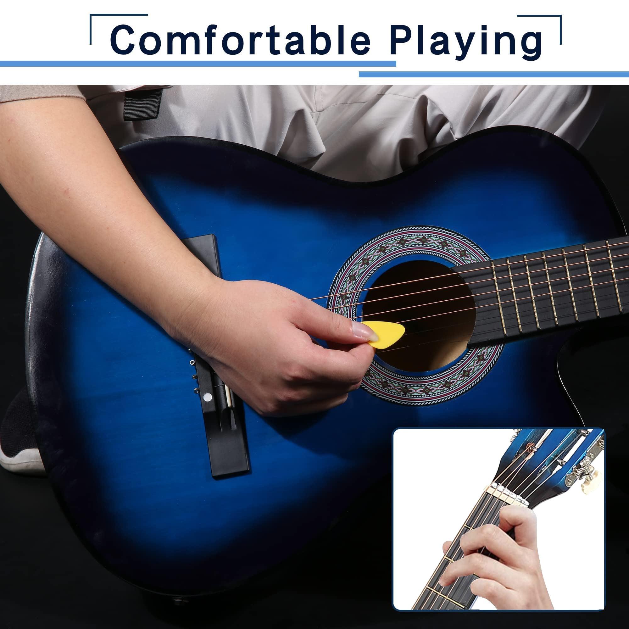 38" Acoustic Electric Guitar for Beginners All Wood Classic Guitar, Blue - Luckyermore