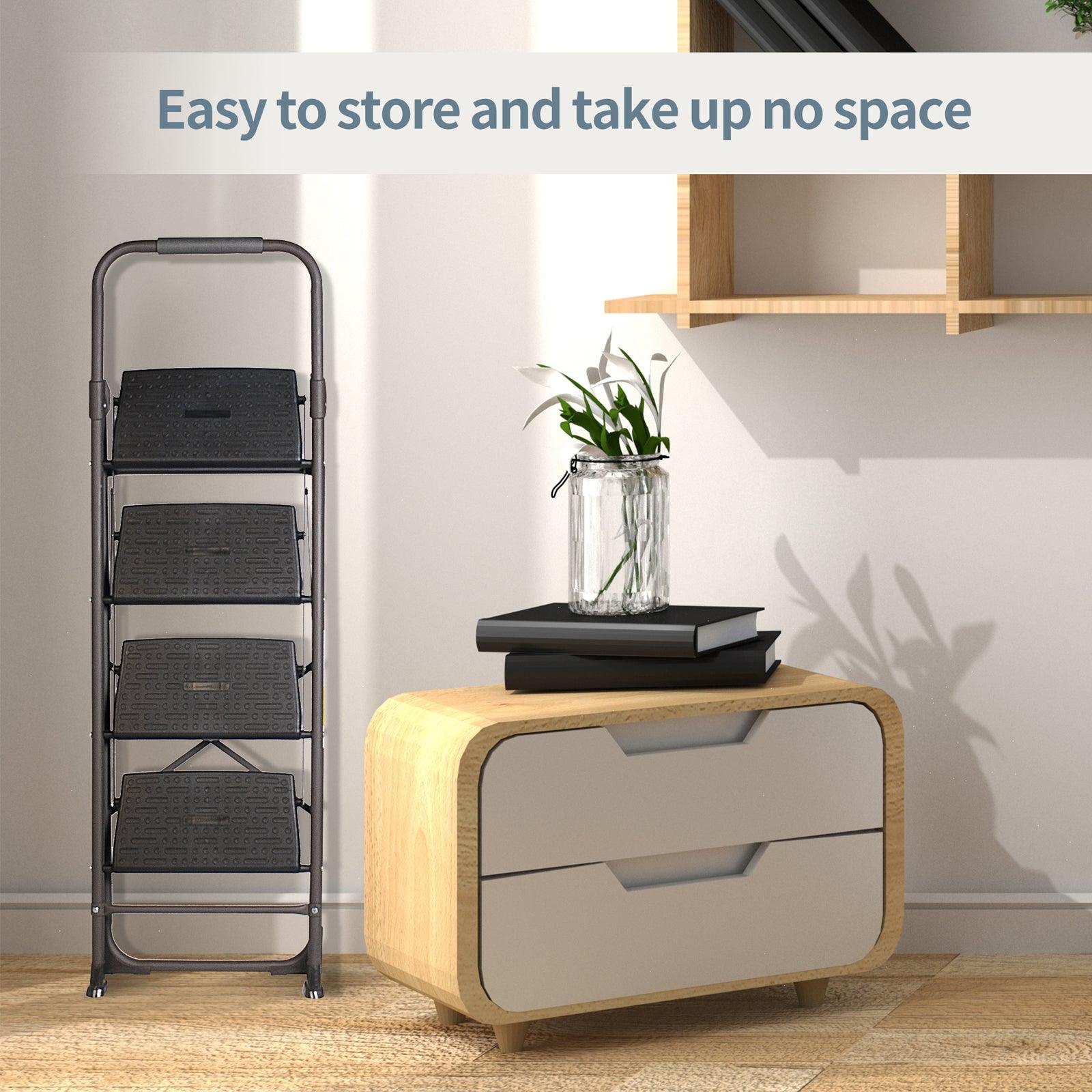 4 Step Portable Folding Ladder Step Stool with Wide Anti-Slip Pedal and Handgrip