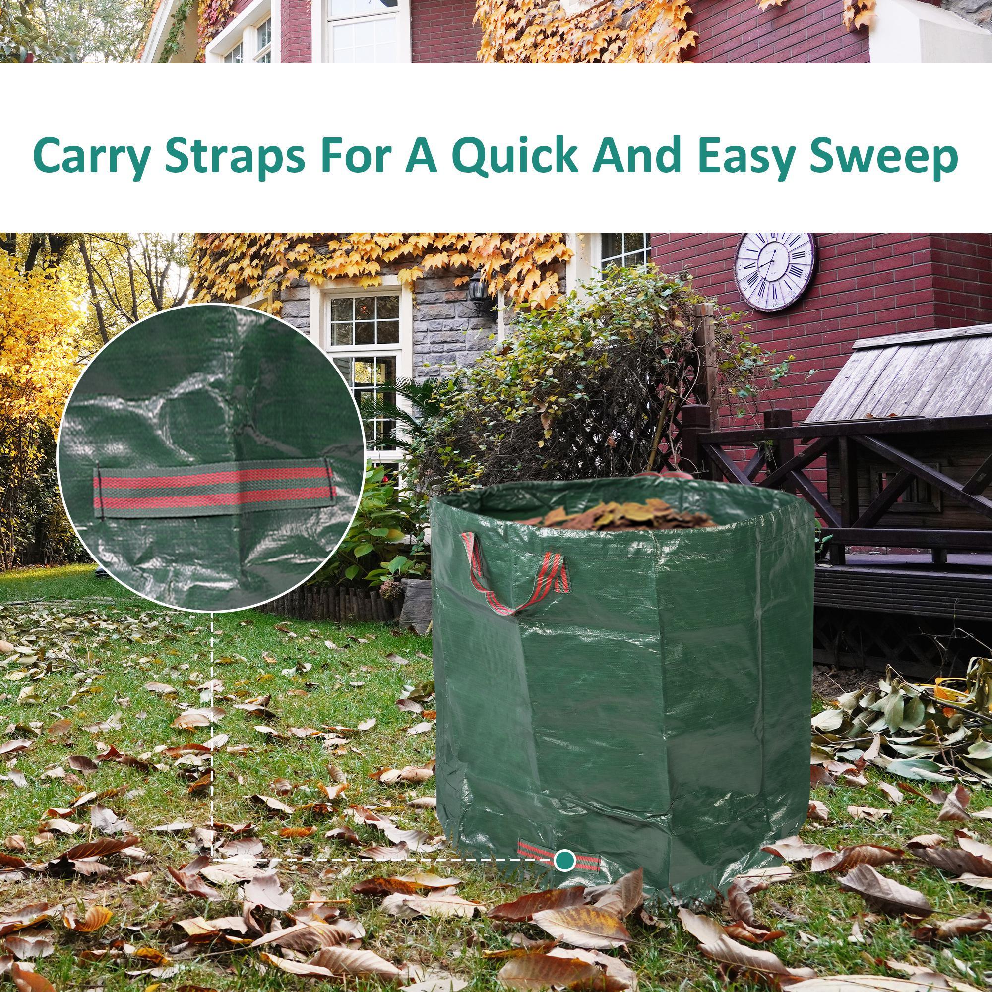 Metal Leaf Rake Set, Comes with Large Leaf Scoop, 2 Garden Bags, 1 Pair of Work Gloves, Leaf Clean-Up Tool - Luckyermore